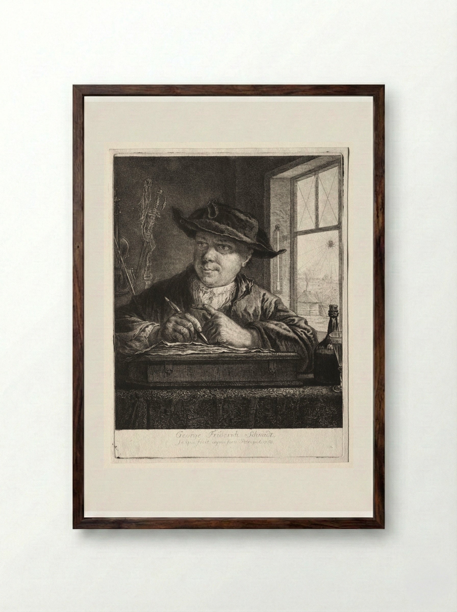 Self-Portrait - Georg Friedrich Schmidt - Framed Print Dark Wood