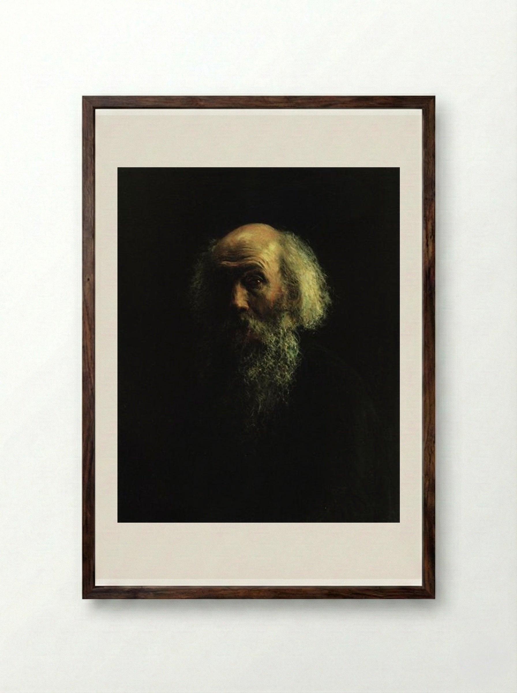 Self-Portrait - Nikolai Ge - Framed Print Dark Wood