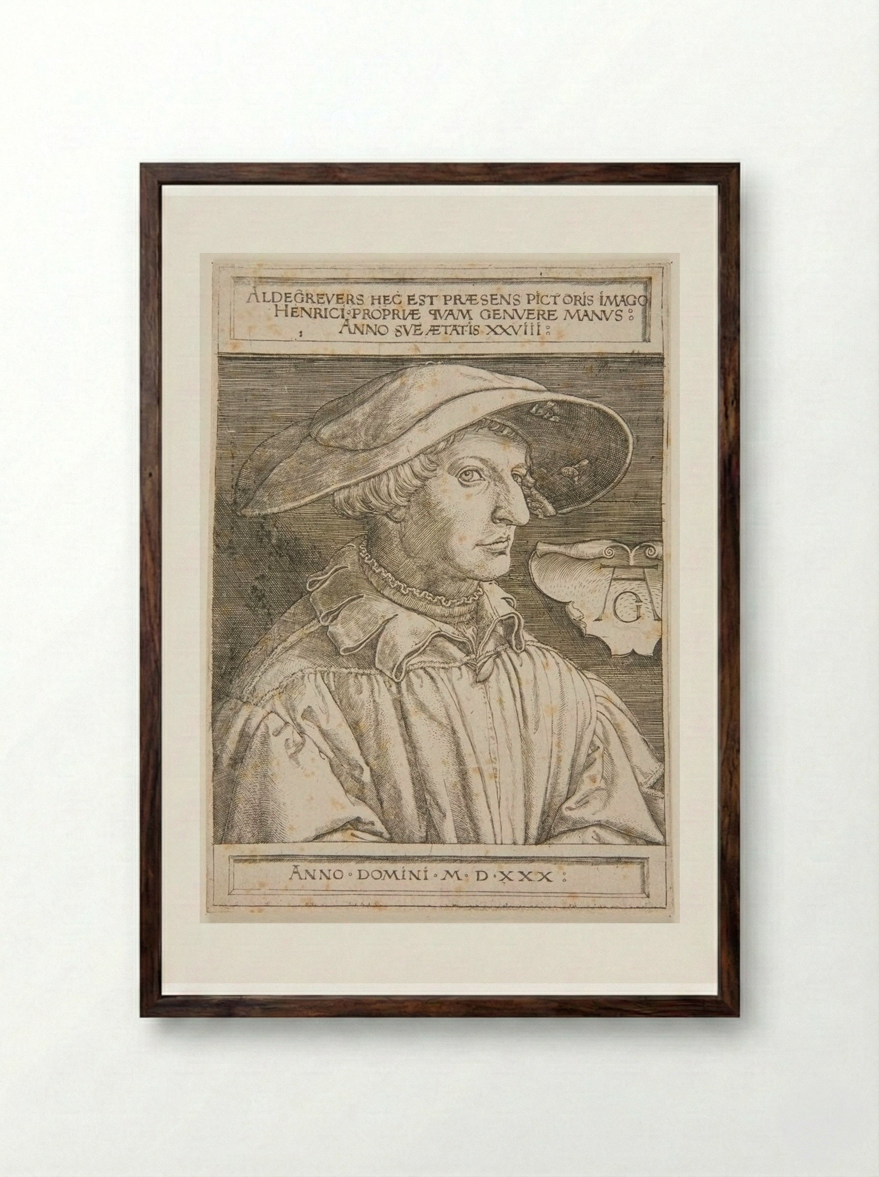 Self-Portrait - Heinrich Aldegrever - Framed Print Dark Wood
