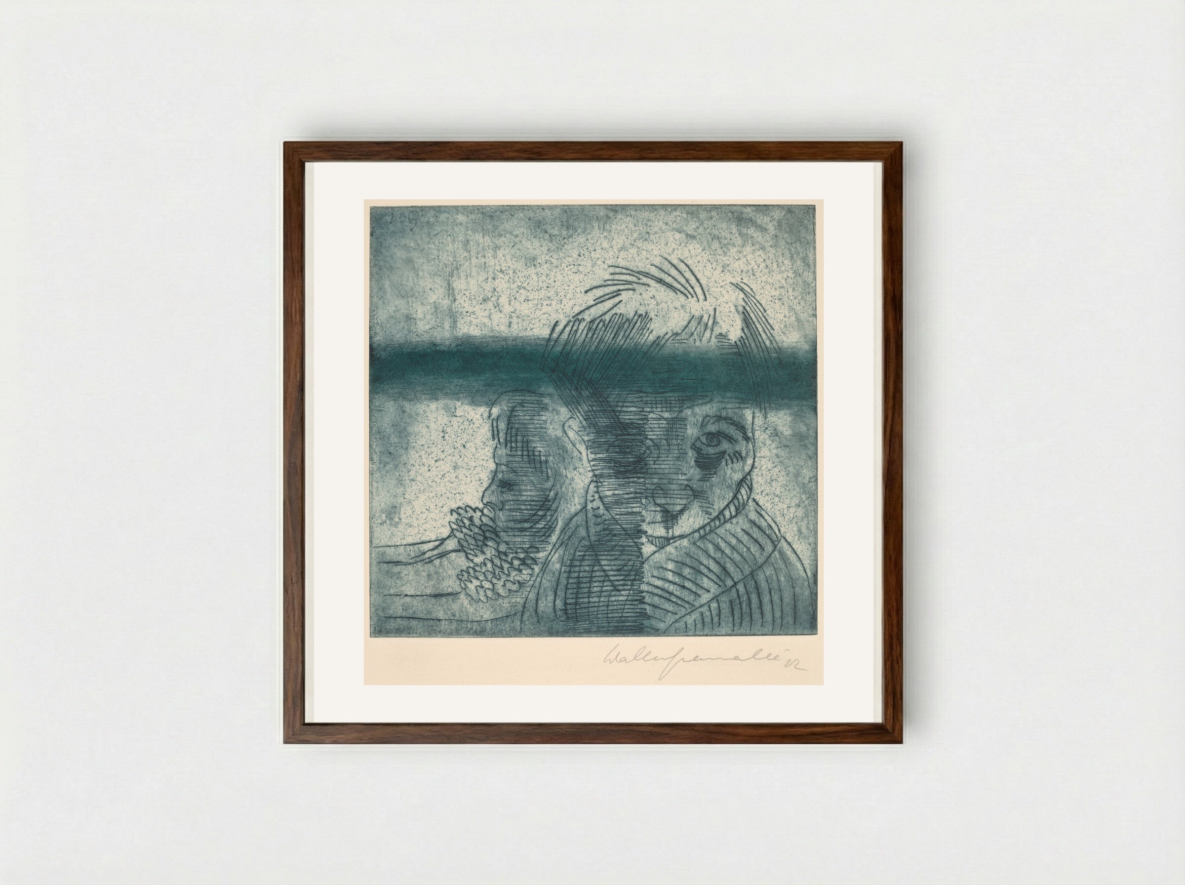 Self Portrait - Walter Gramatté - Framed Print Dark Wood