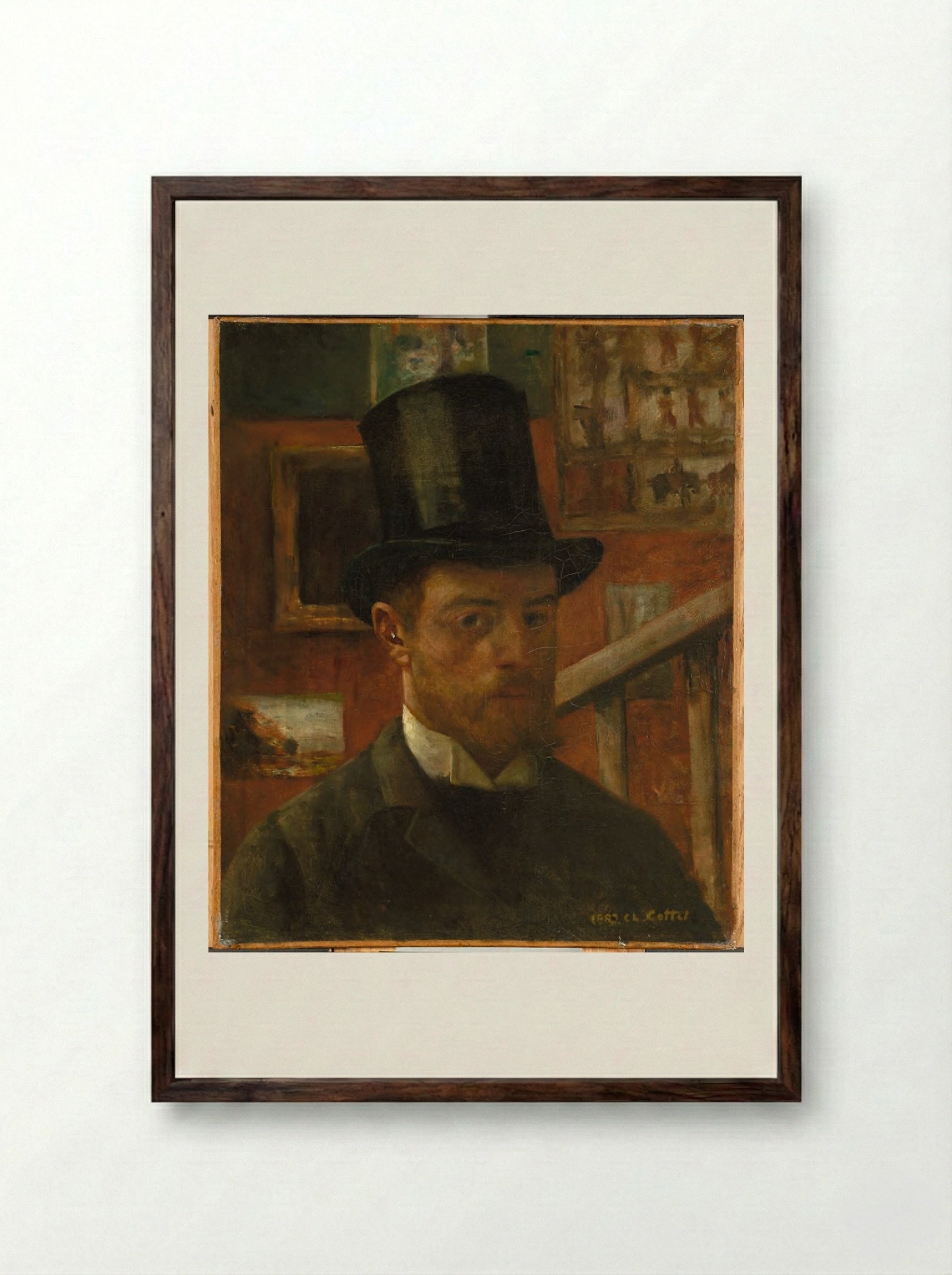 Self-Portrait - Charles Cottet - Framed Print Dark Wood