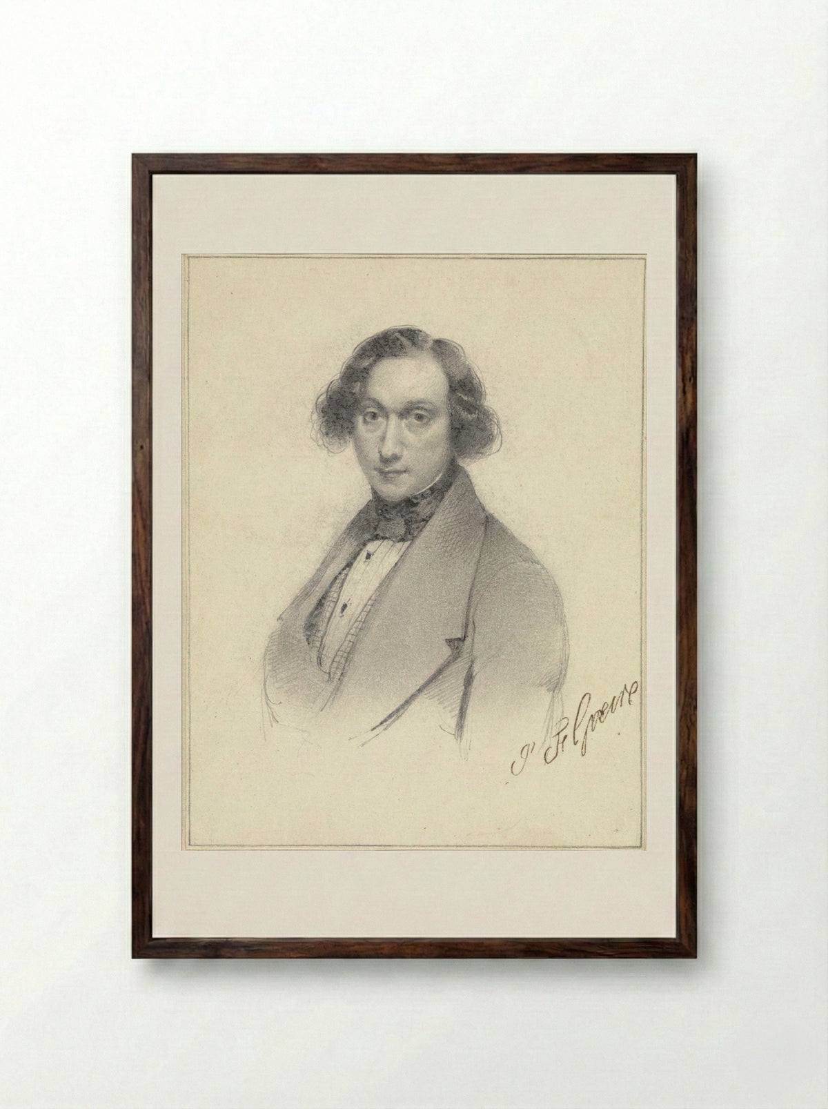 Self-Portrait - Petrus Franciscus Greive - Framed Print Dark Wood