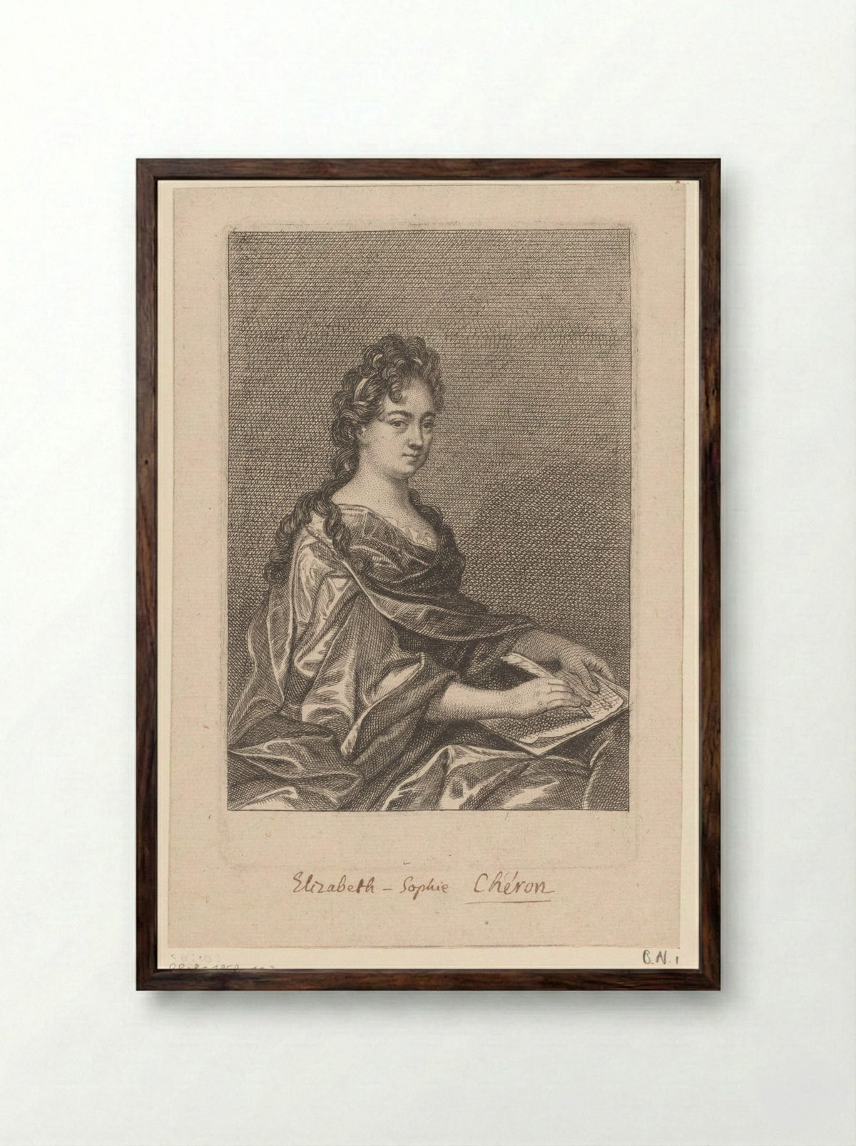 Self-Portrait - Elisabeth Sophie Chéron - Framed Print Dark Wood