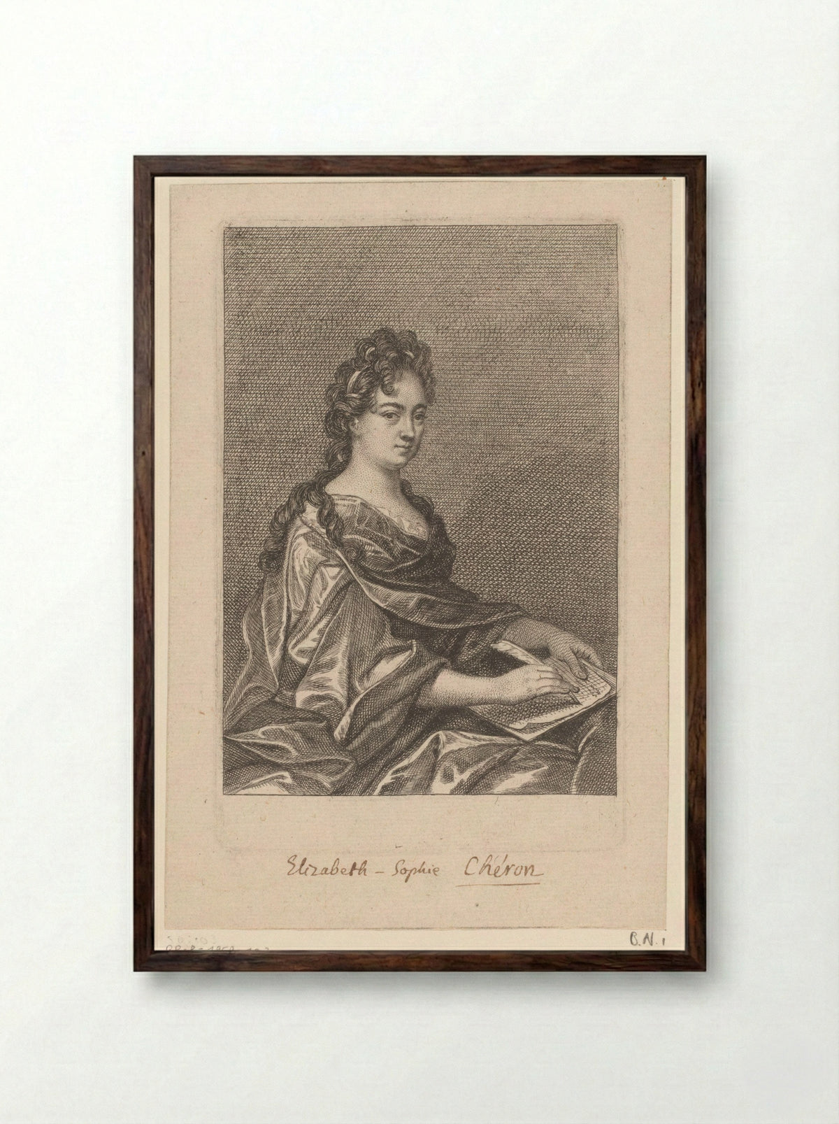 Self-Portrait - Elisabeth Sophie Chéron - Framed Print Dark Wood