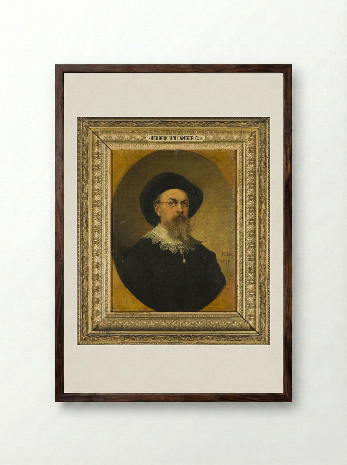 Self-Portrait - Hendrik Hollander Cz. - Framed Print Dark Wood