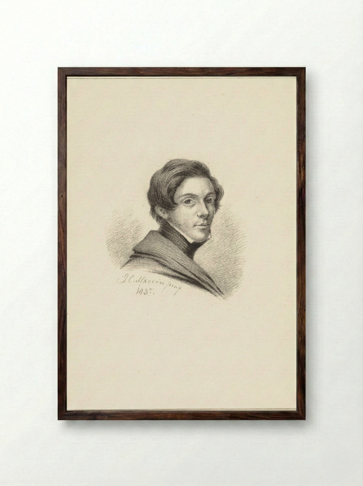 Self-Portrait - Johannes Cornelis Haccou - Framed Print Dark Wood