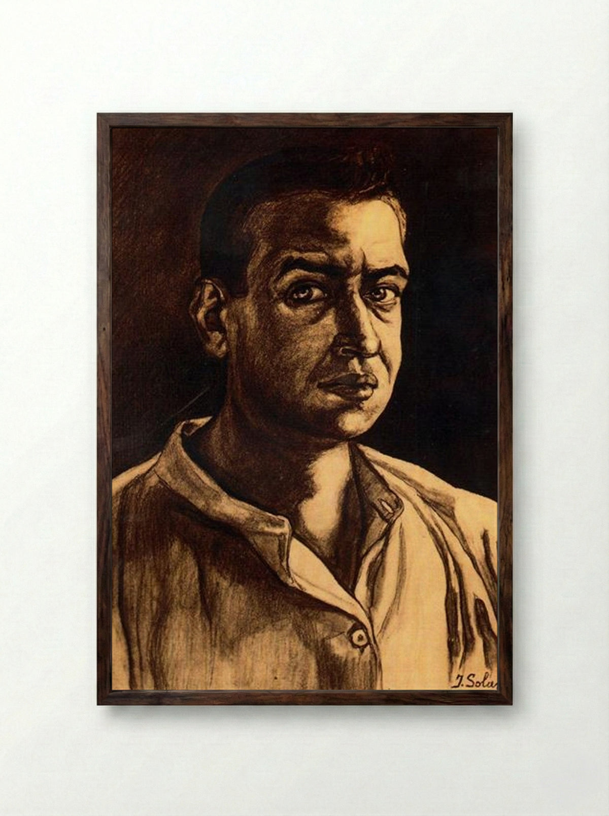 Self-Portrait - José Gutiérrez Solana - Framed Print Dark Wood