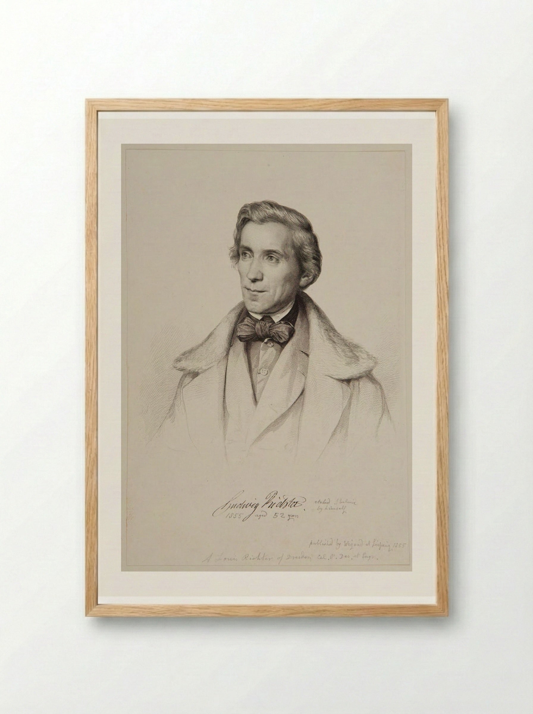 Self-Portrait - Adrian Ludwig Richter - Framed Print Wood