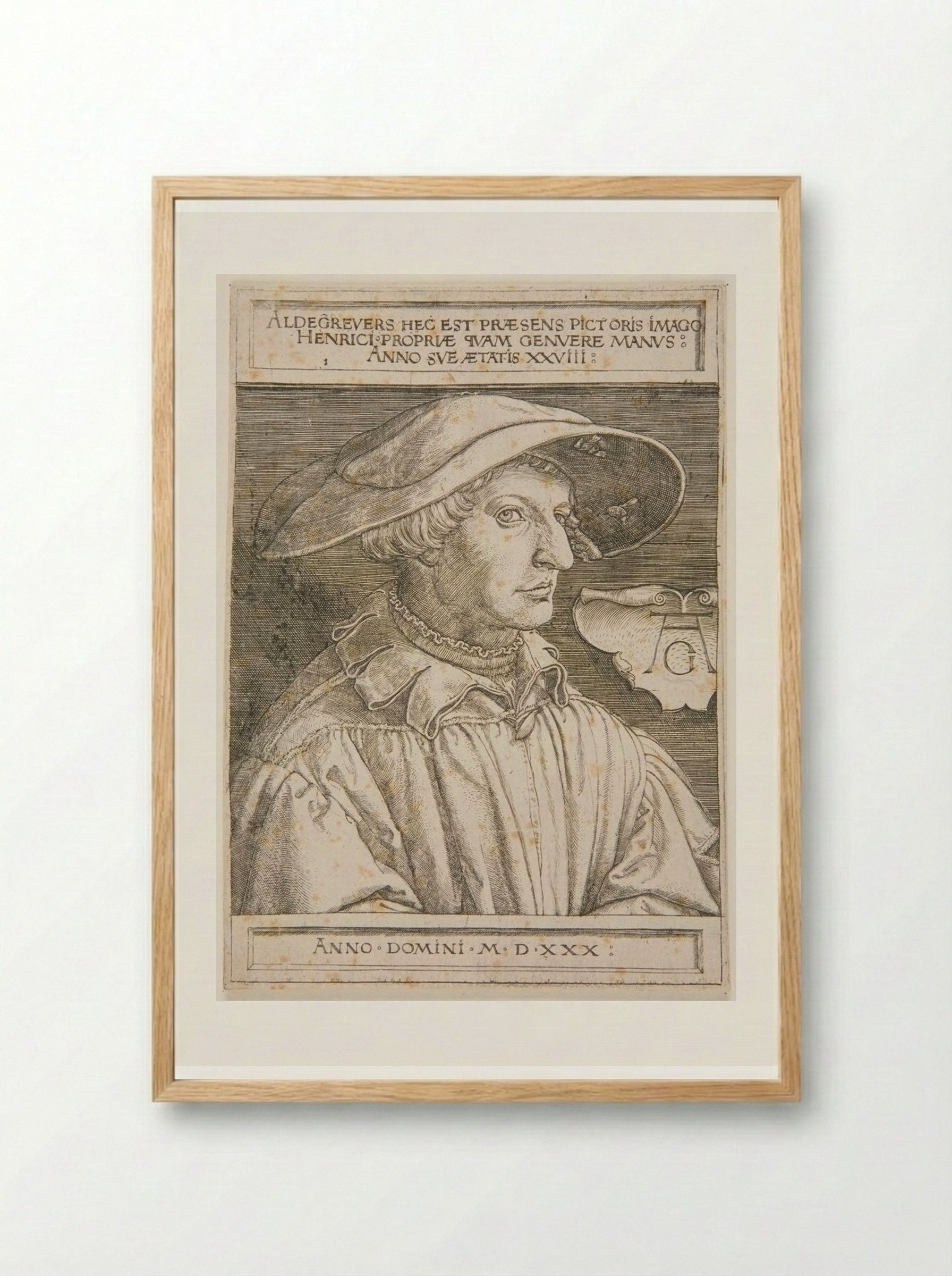 Self-Portrait - Heinrich Aldegrever - Framed Print Wood