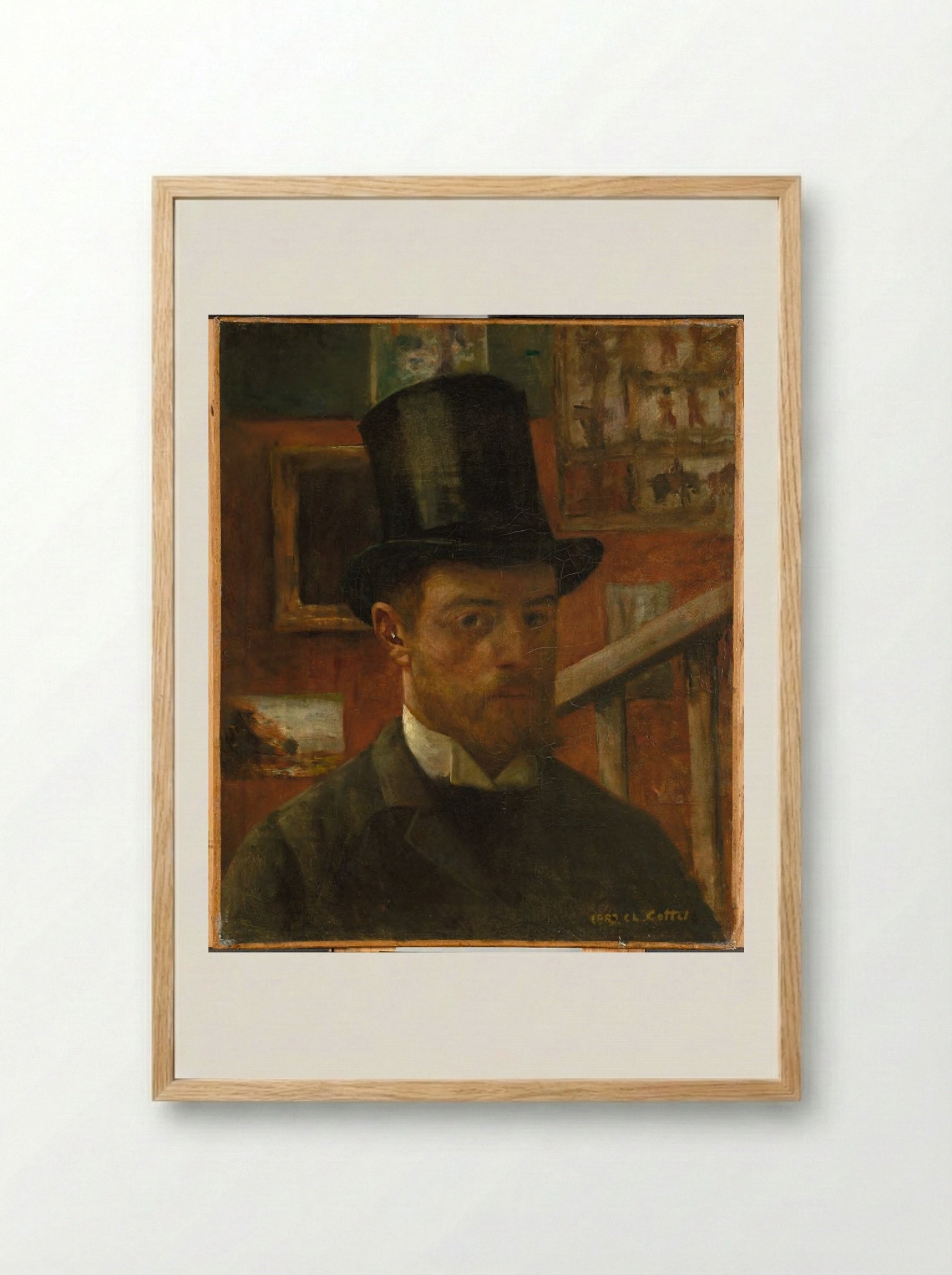 Self-Portrait - Charles Cottet - Framed Print Wood
