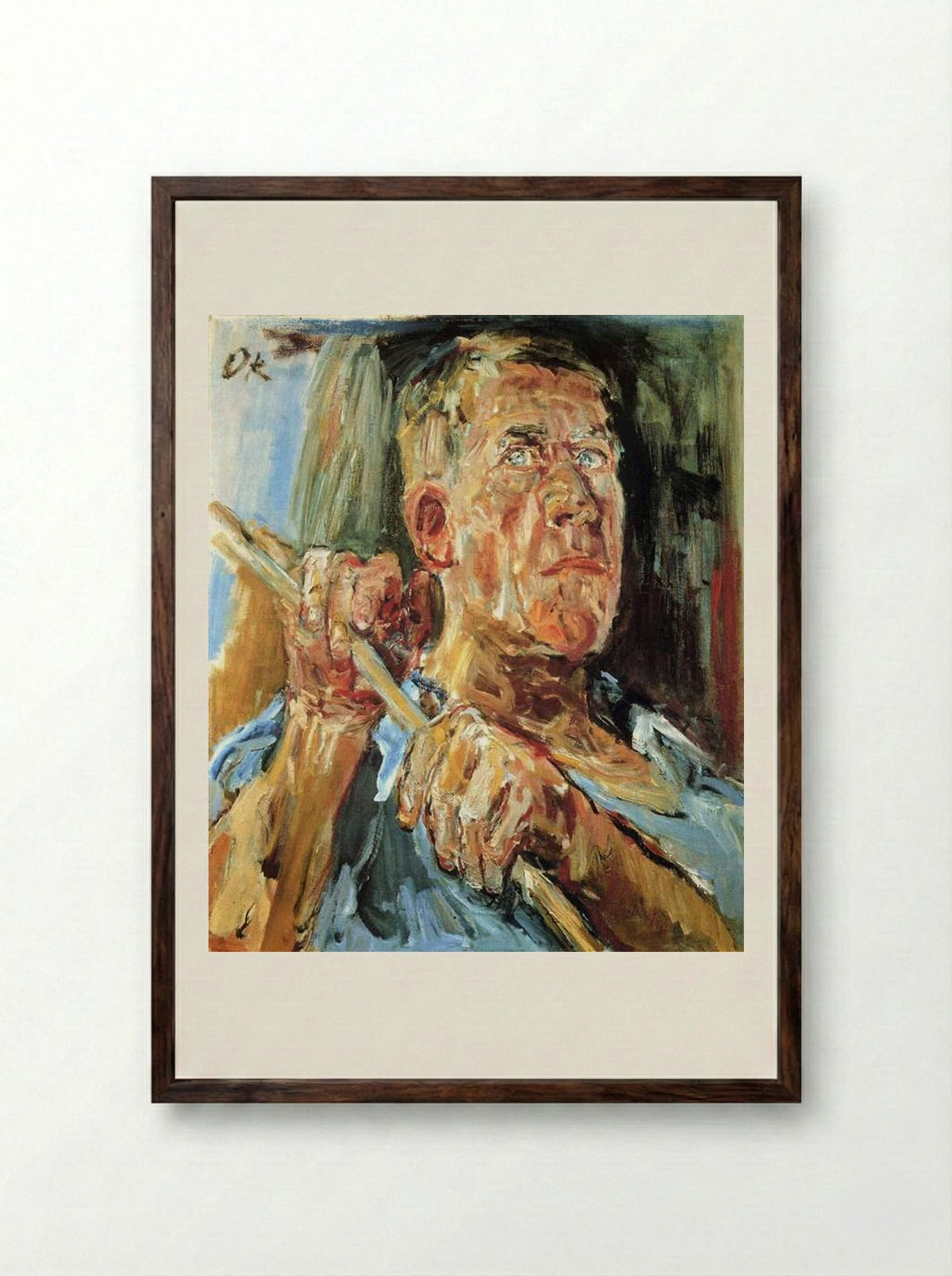 Self-portrait (Fiesole) - Oskar Kokoschka - Framed Print Dark Wood