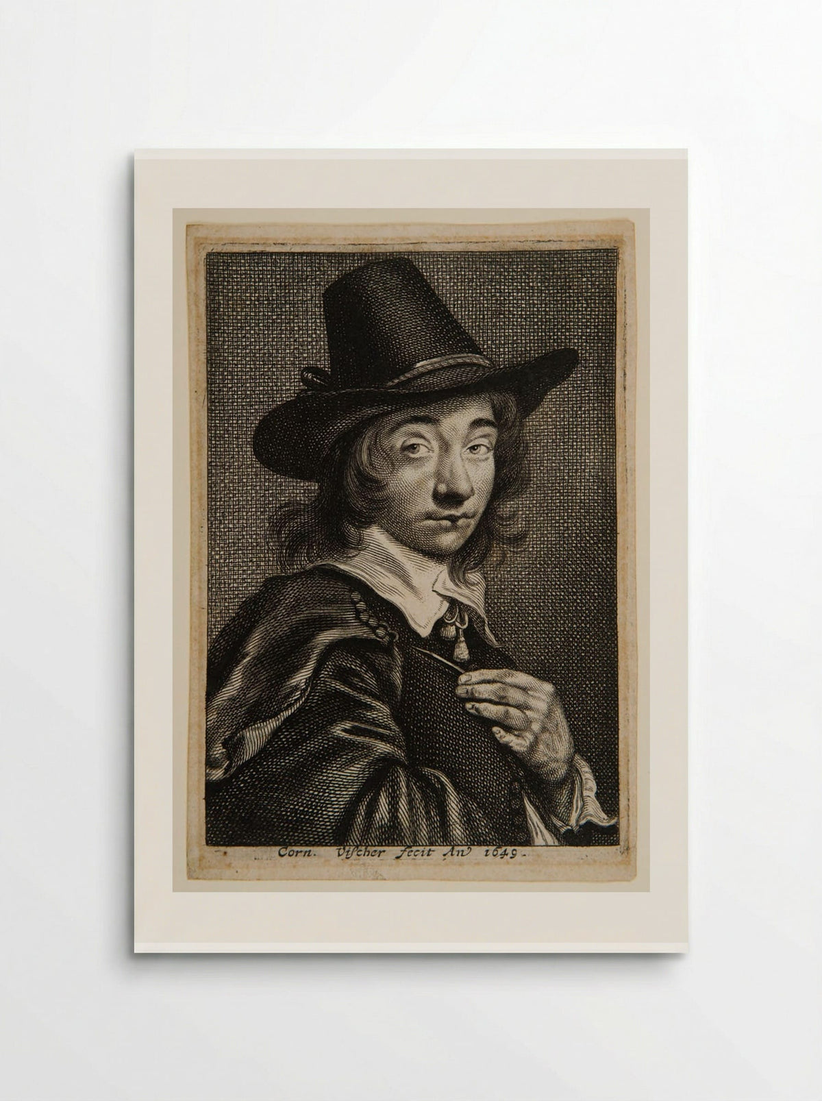 Self-portrait Holding a Burin - Cornelis Visscher - Poster