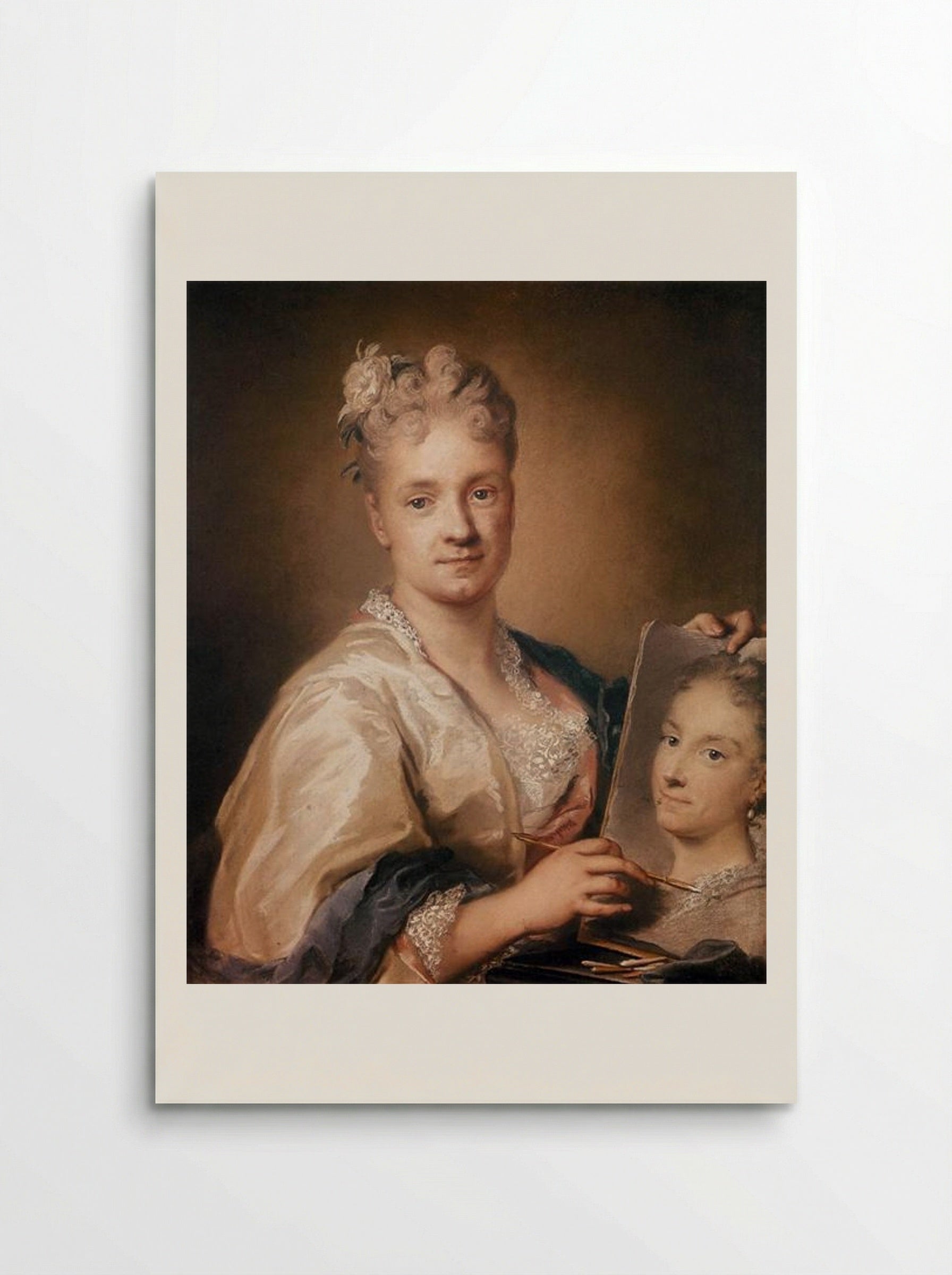 Self-portrait Holding a Portrait of Her Sister - Rosalba Carriera - Poster