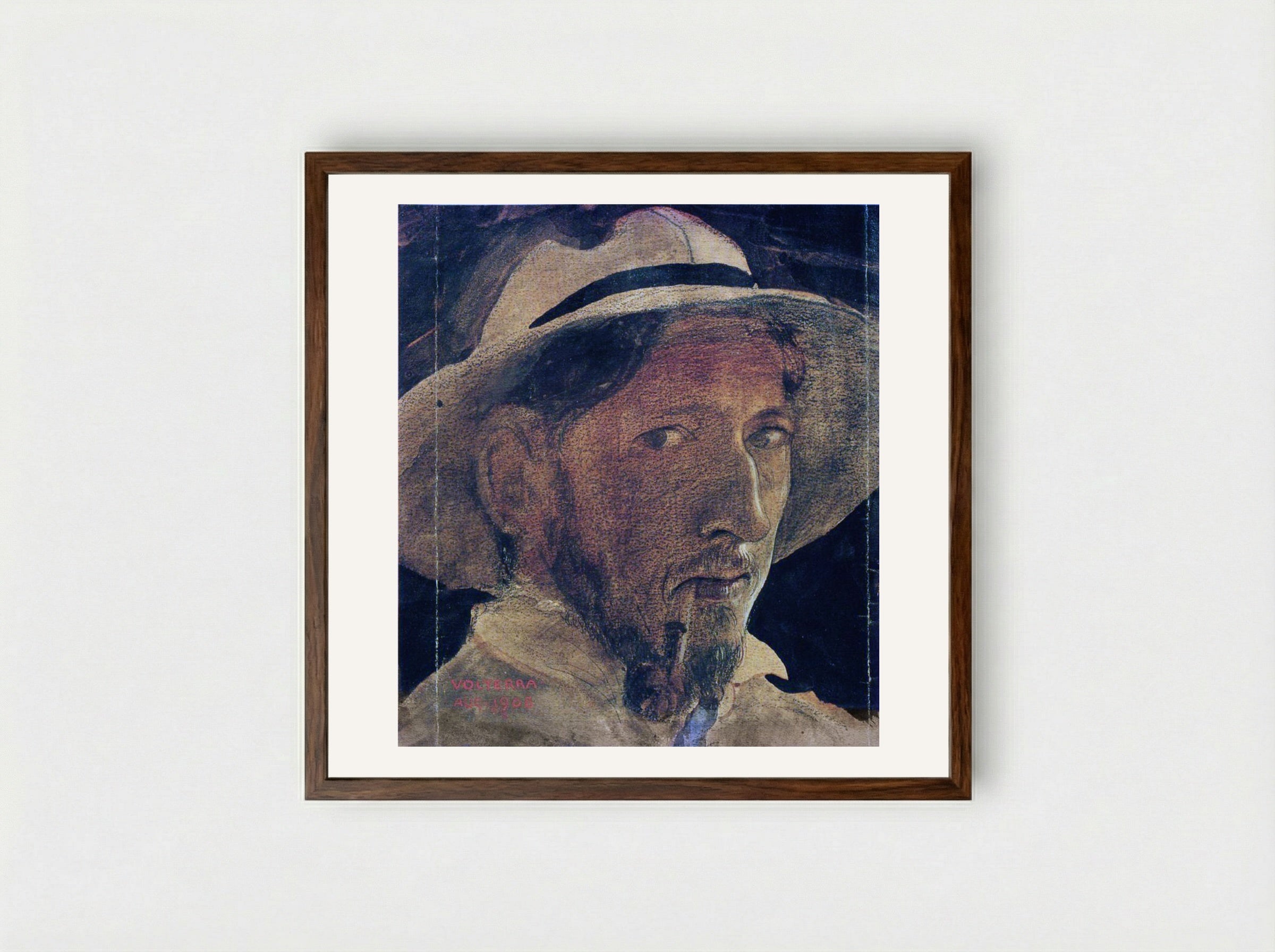 Self-portrait (Volterra) - John Bauer - Framed Print Dark Wood