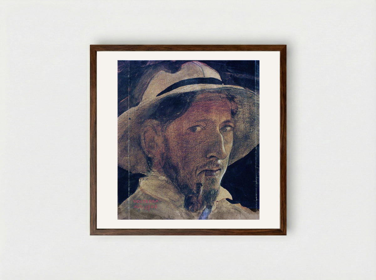 Self-portrait (Volterra) - John Bauer - Framed Print Dark Wood