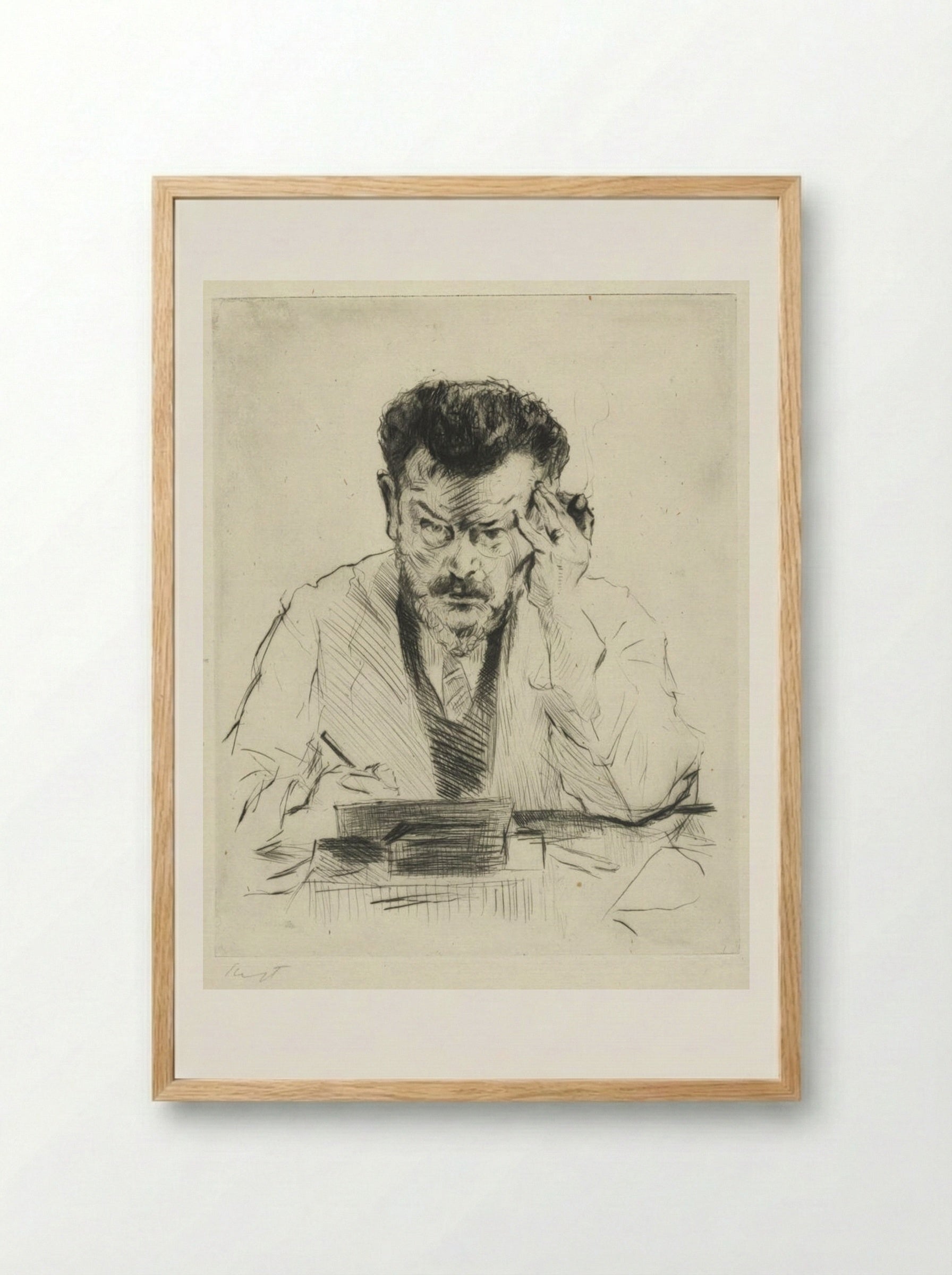Self-portrait as an Etcher - Max Slevogt - Framed Print Wood