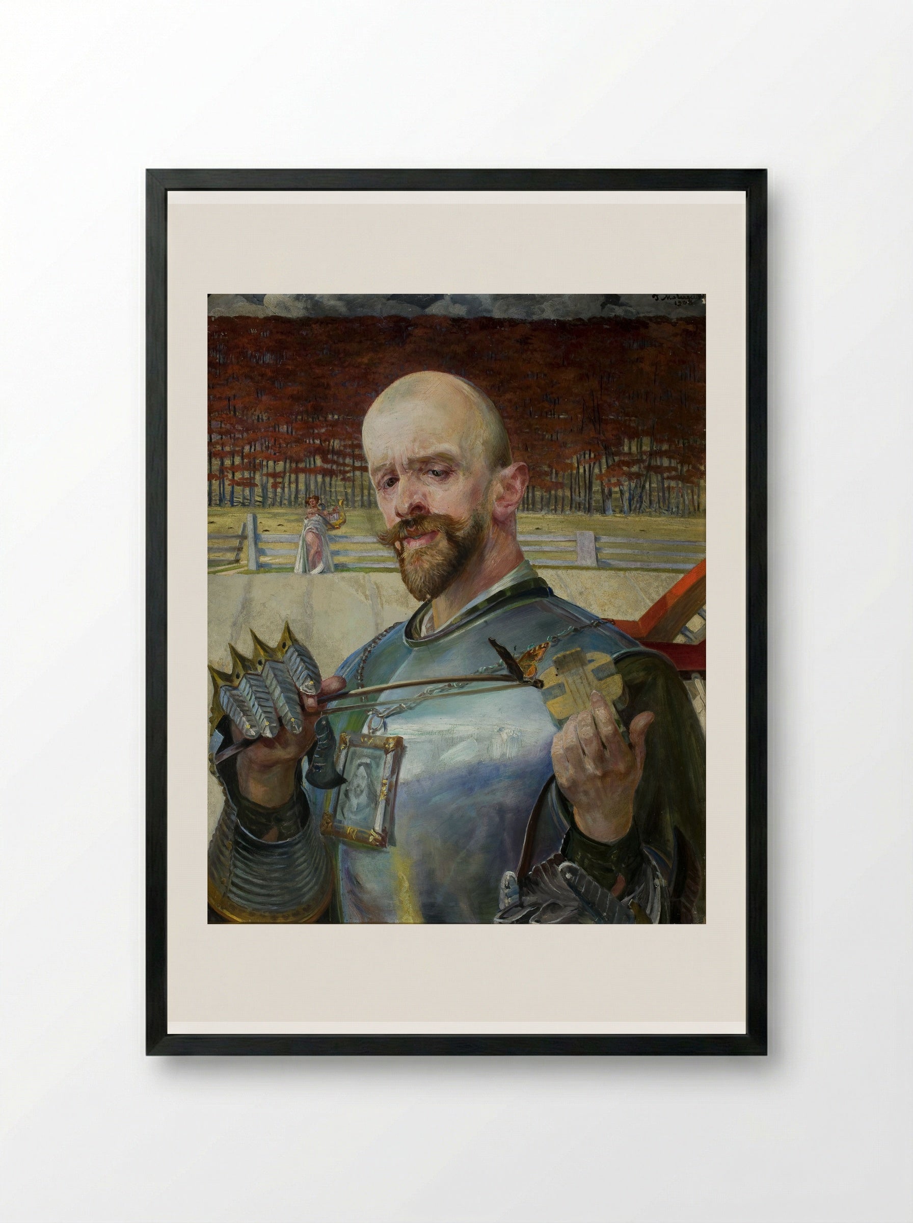 Self-portrait in Armour - Jacek Malczewski - Framed Print Black