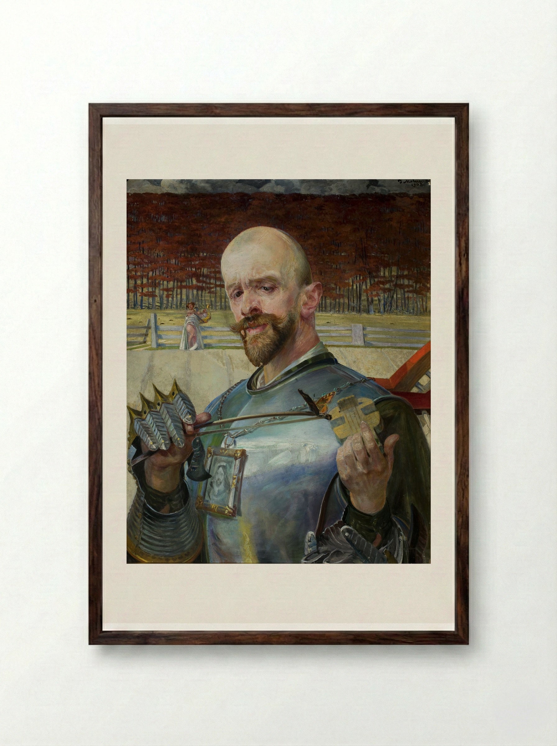 Self-portrait in Armour - Jacek Malczewski - Framed Print Dark Wood