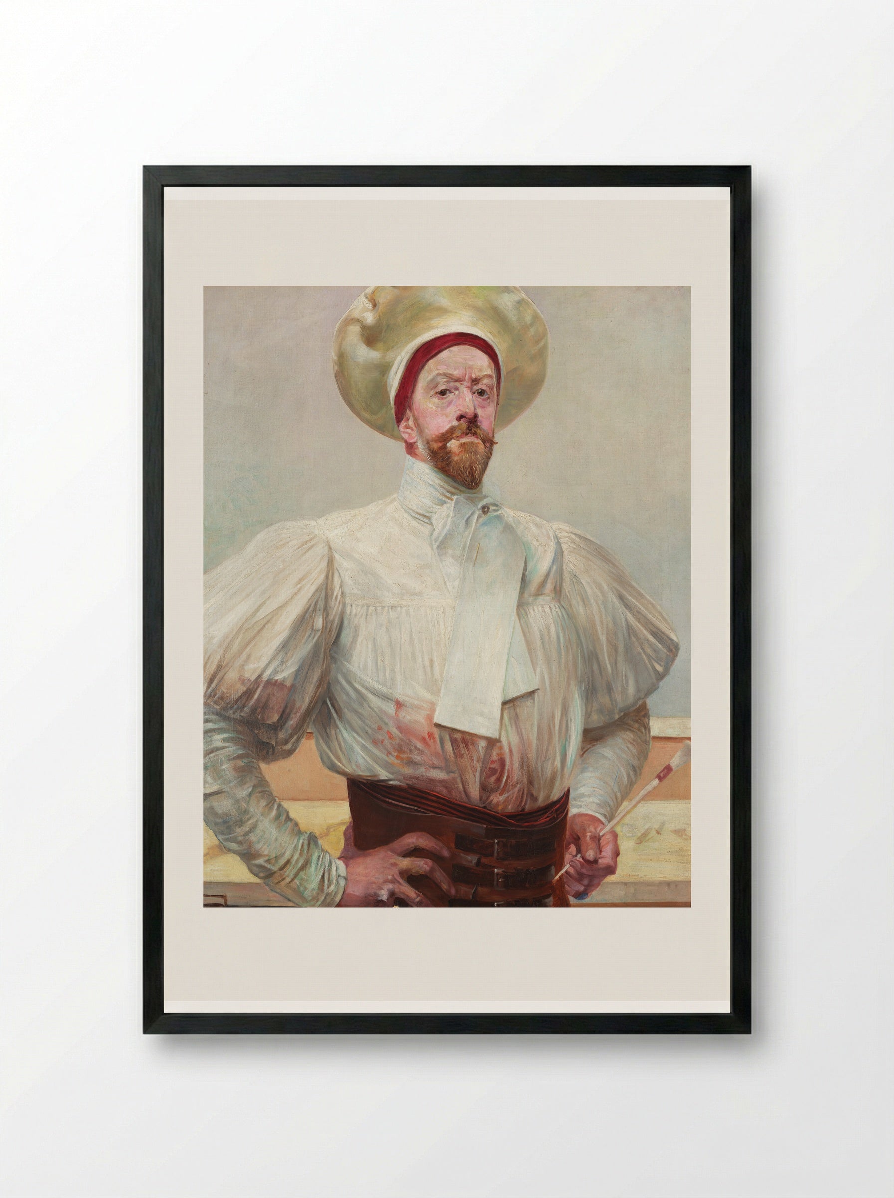 Self-portrait in White Dress - Jacek Malczewski - Framed Print Black