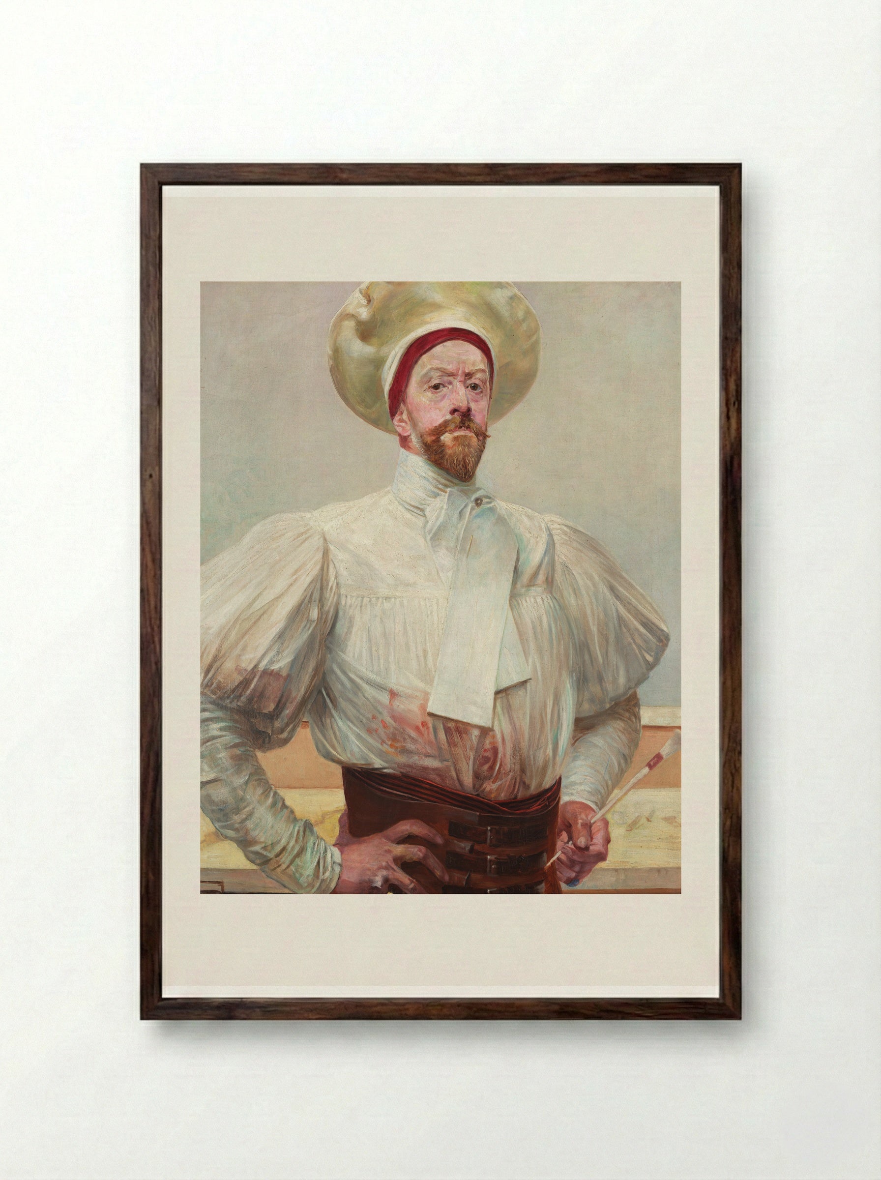 Self-portrait in White Dress - Jacek Malczewski - Framed Print Dark Wood