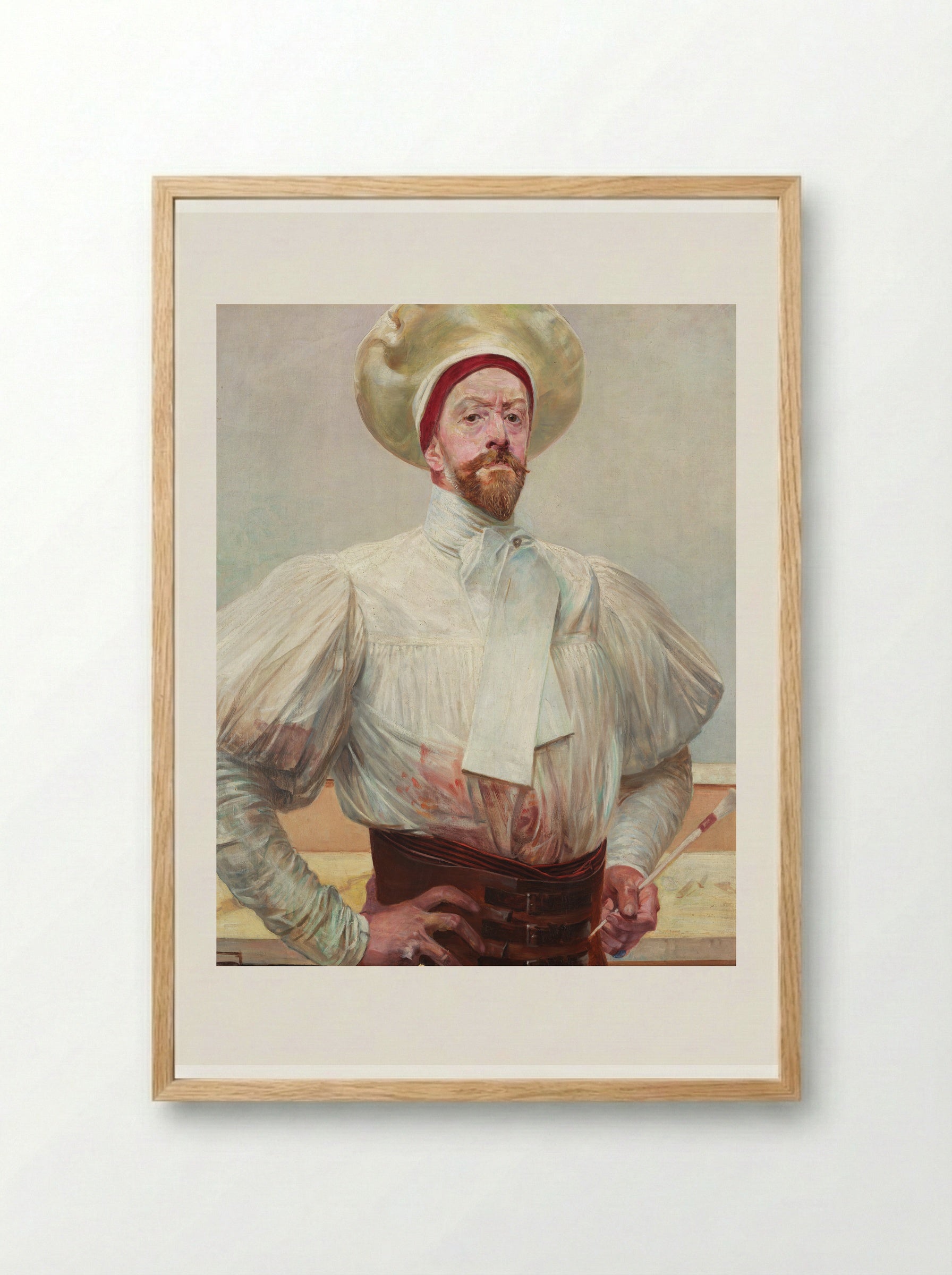 Self-portrait in White Dress - Jacek Malczewski - Framed Print Wood