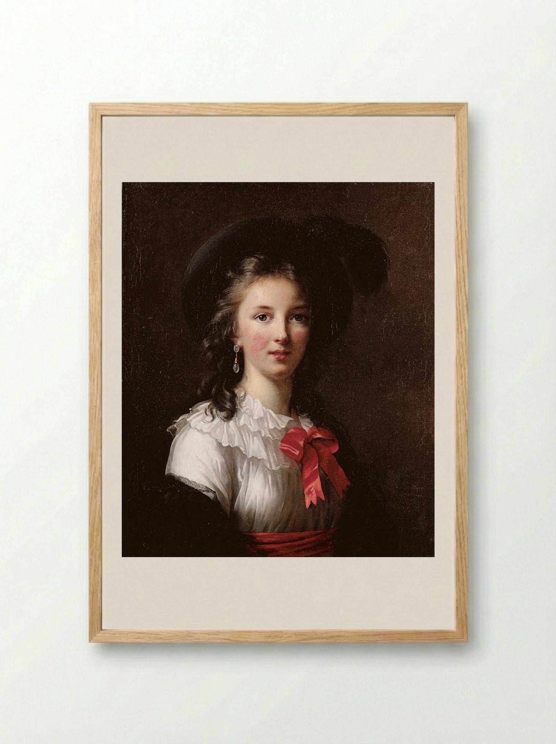 Self-portrait in a Straw Hat - Louise Elisabeth Vigée Le Brun - Framed Print Wood
