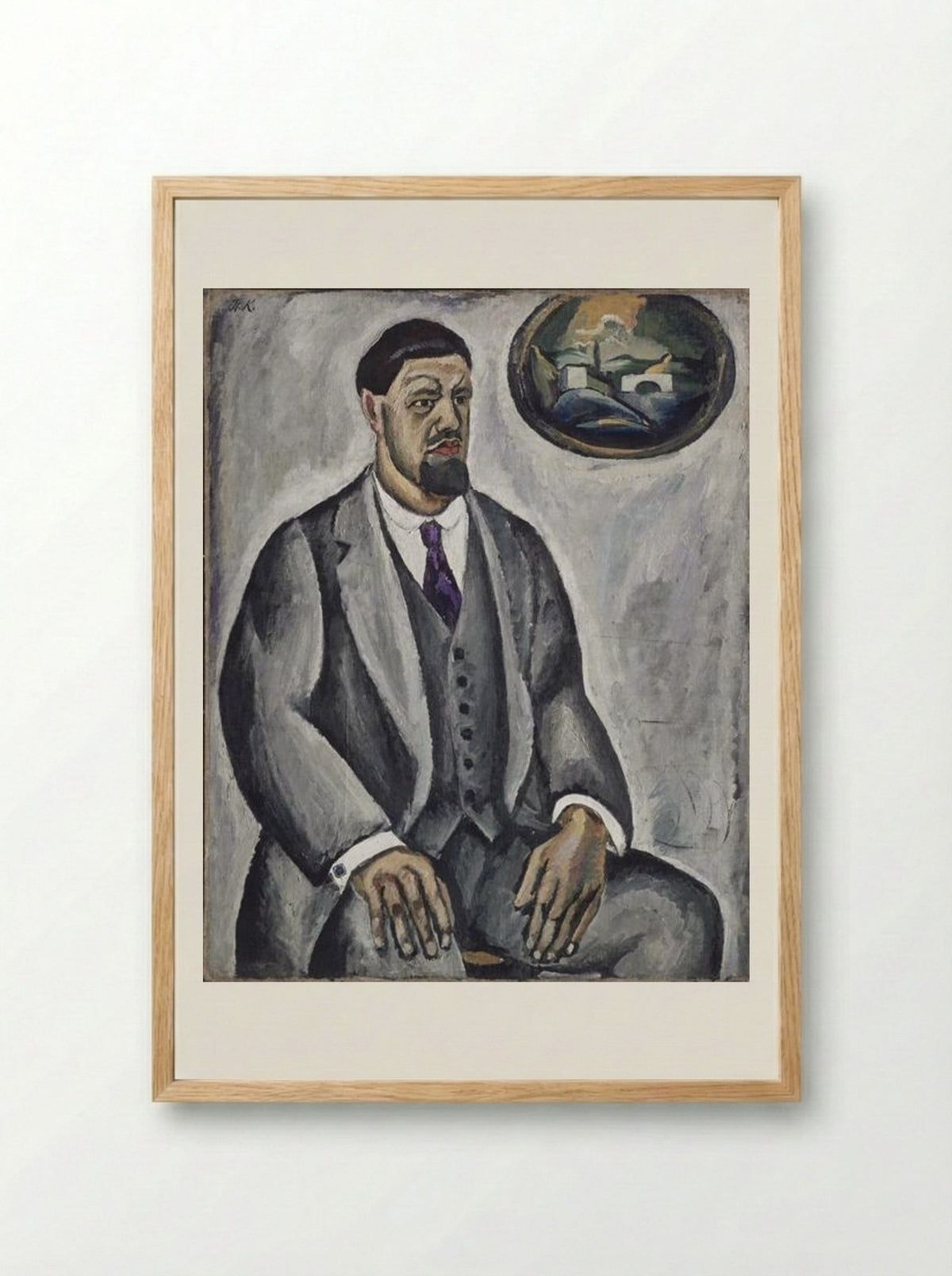 Self-portrait in gray - Pyotr Konchalovsky - Framed Print Wood