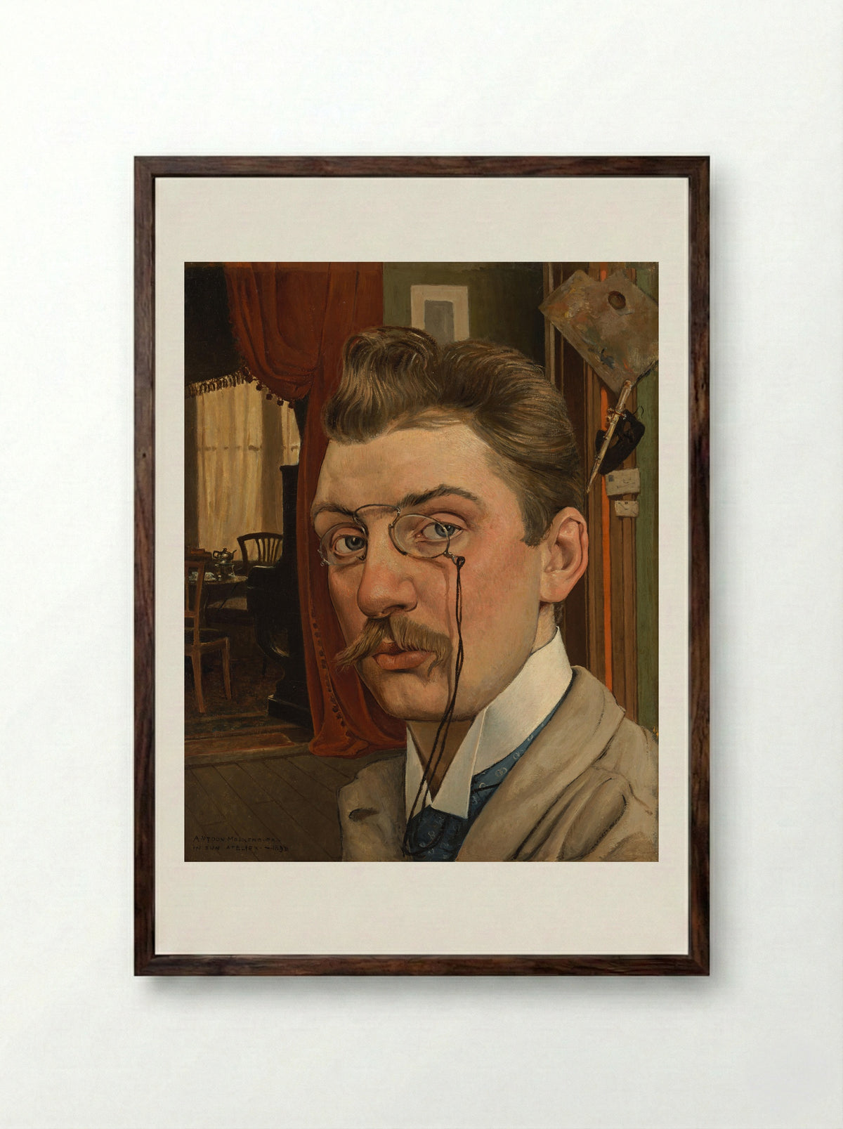 Self-portrait in his Studio - Antoon Molkenboer - Framed Print Dark Wood