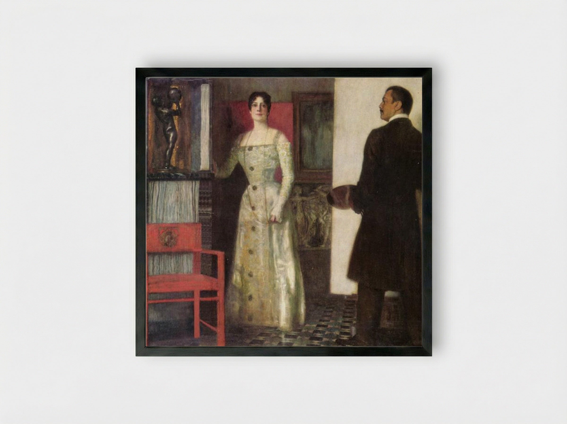 Self-portrait of the painter and his wife in the studio - Franz von Stuck - Framed Print Black