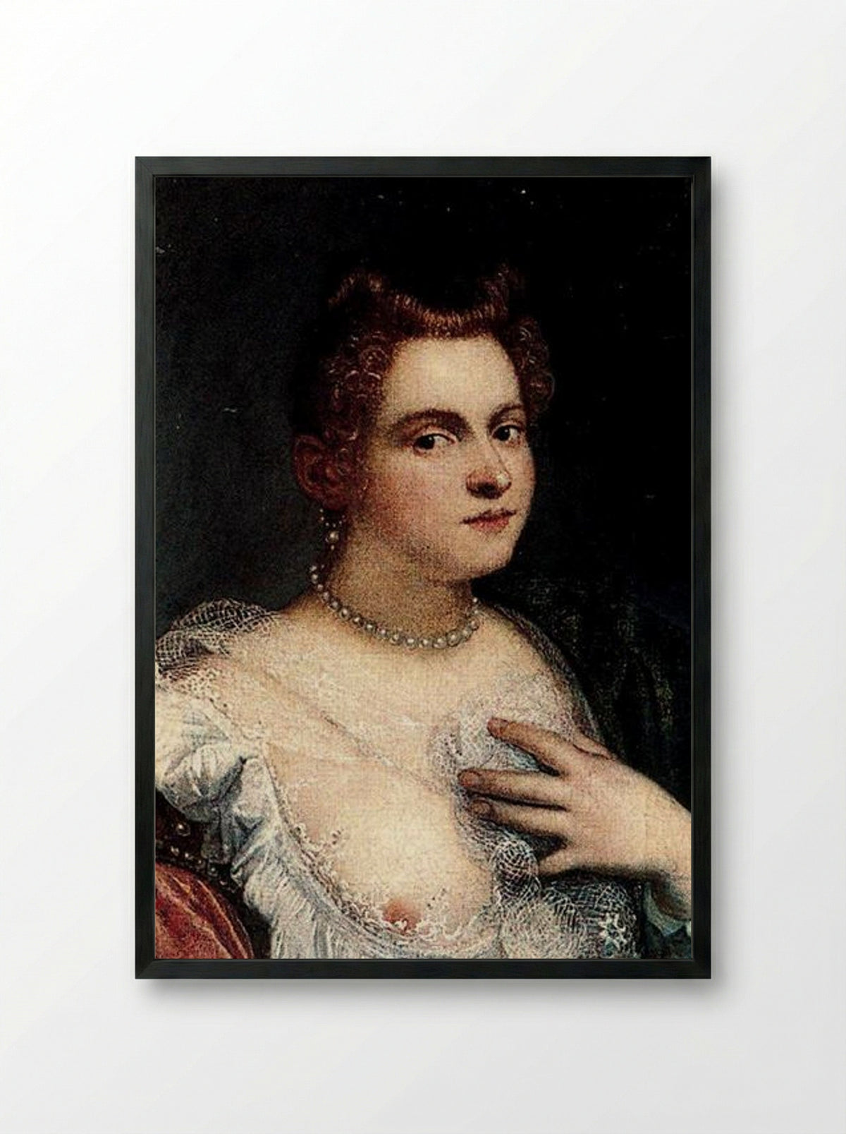 Self-portrait (or Venetian Woman) - Marietta Robusti - Framed Print Black