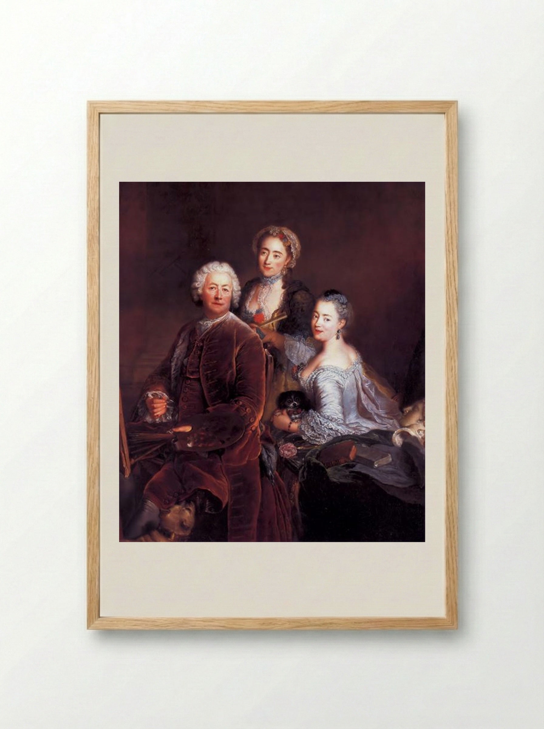 Self-portrait with Daughters - Antoine Pesne - Framed Print Wood