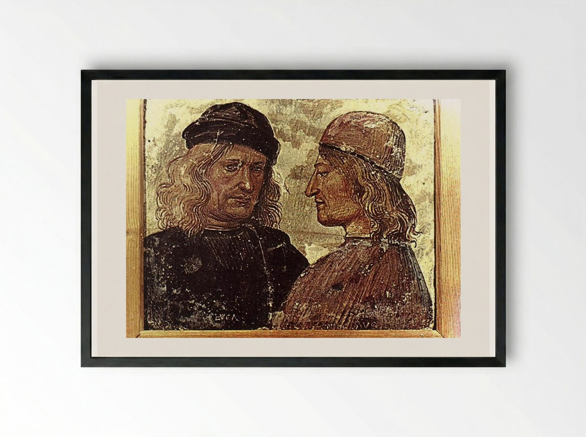 Self-portrait with Vitelozzo Vitelli - Luca Signorelli - Framed Print Black