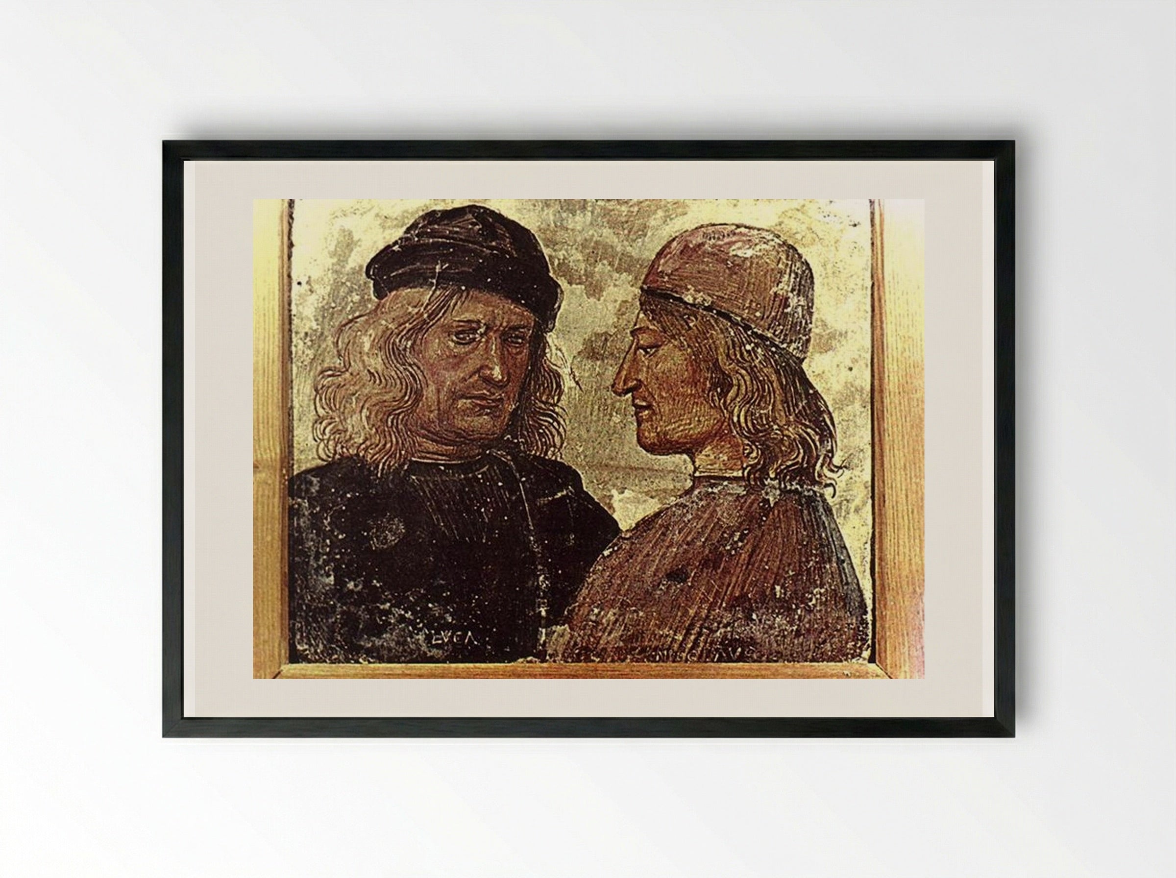Self-portrait with Vitelozzo Vitelli - Luca Signorelli - Framed Print Black