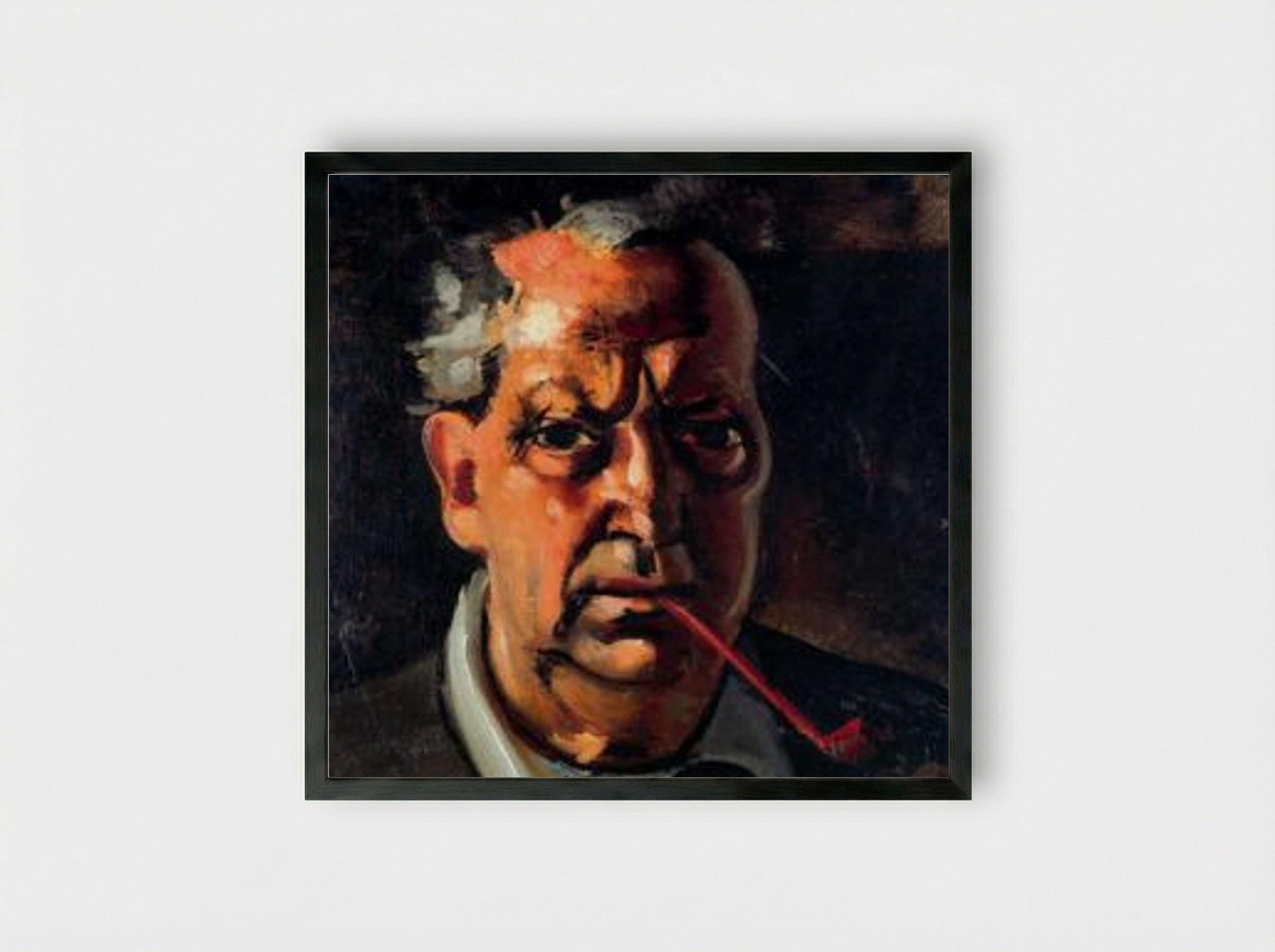Self-portrait with a pipe - André Derain - Framed Print Black