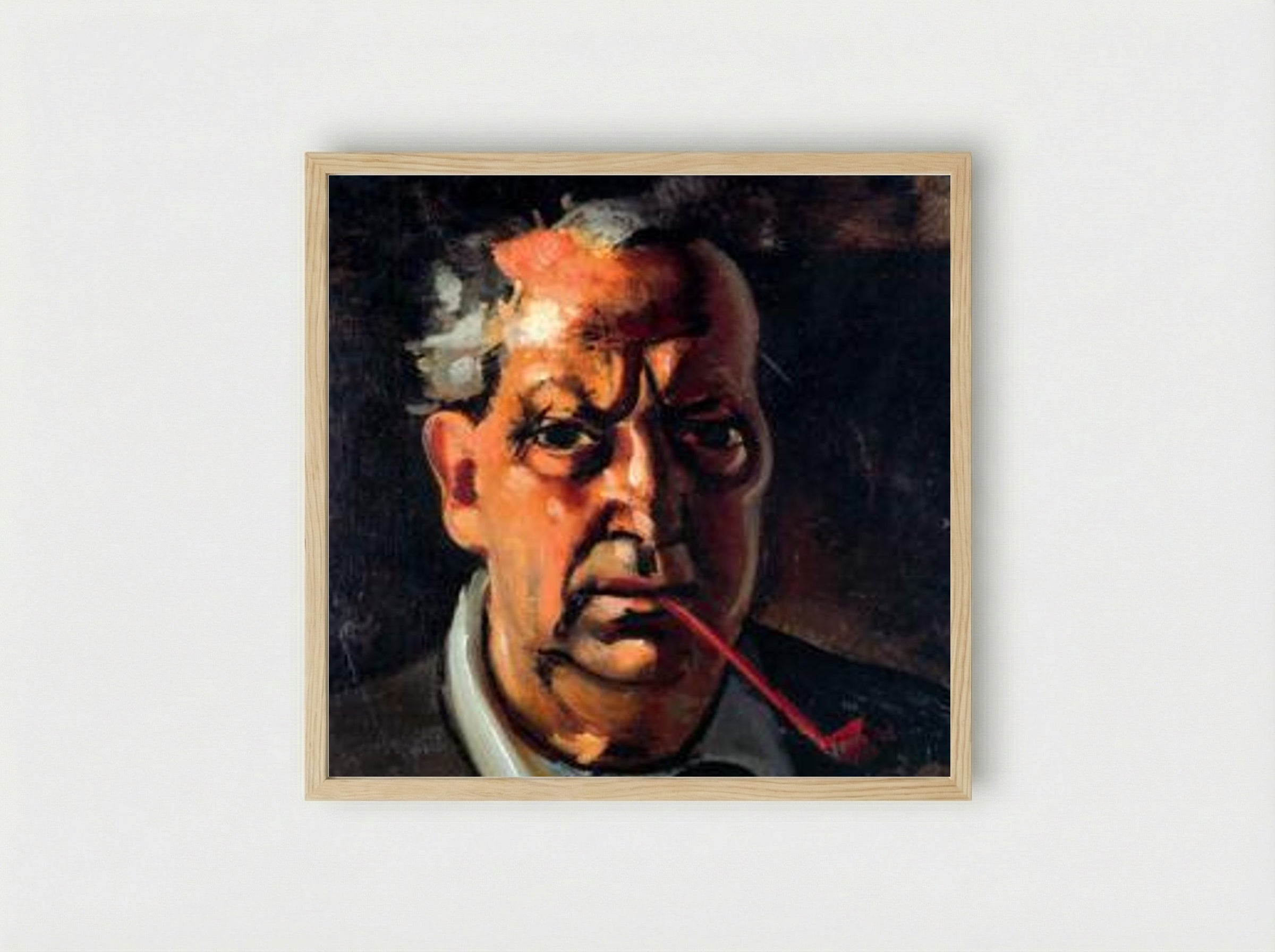 Self-portrait with a pipe - André Derain - Framed Print Wood