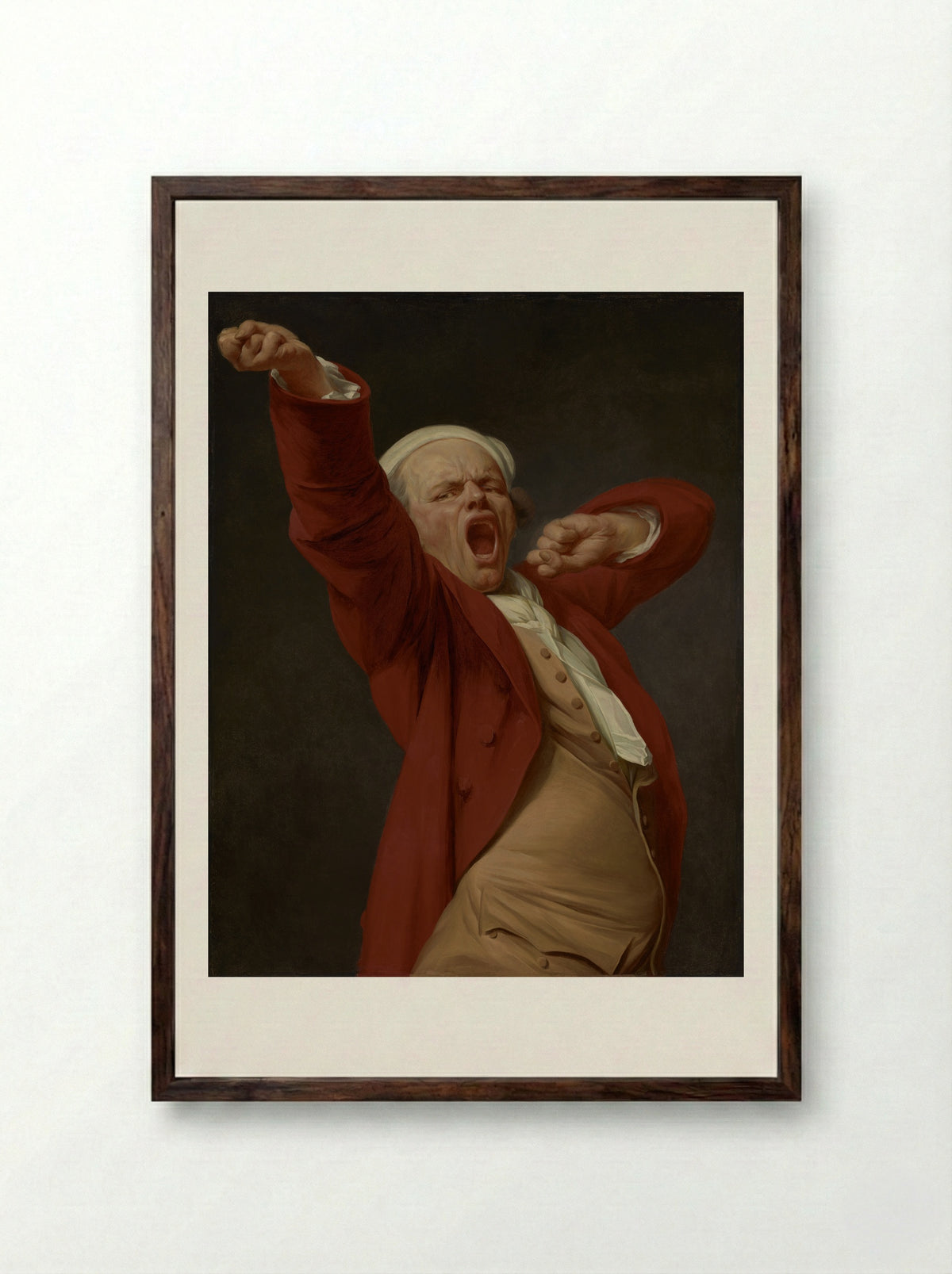 Self-portrait, yawning - Joseph Ducreux - Framed Print Dark Wood