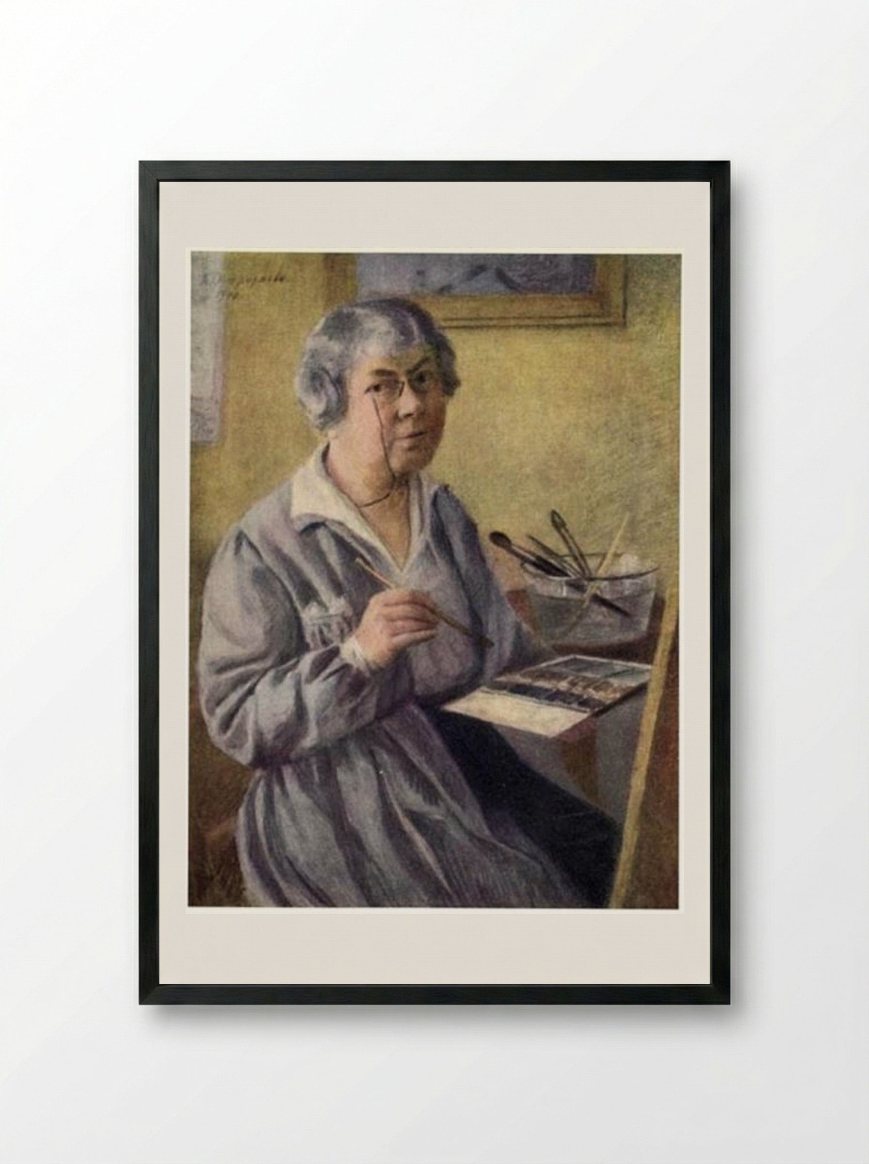 Self-portrait - Anna Ostroumova-Lebedeva - Framed Print Black