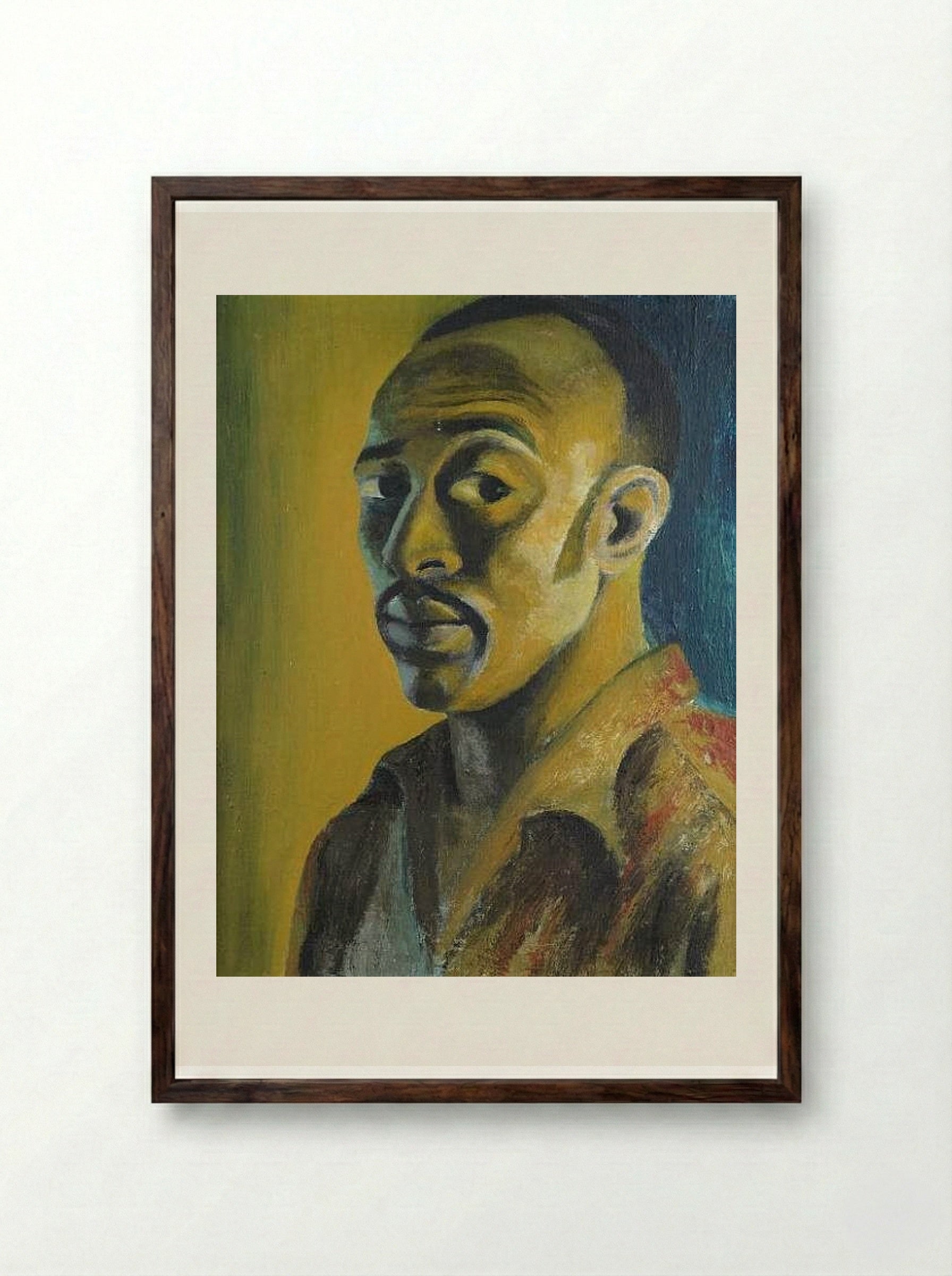 Self-portrait - Gerard Sekoto - Framed Print Dark Wood