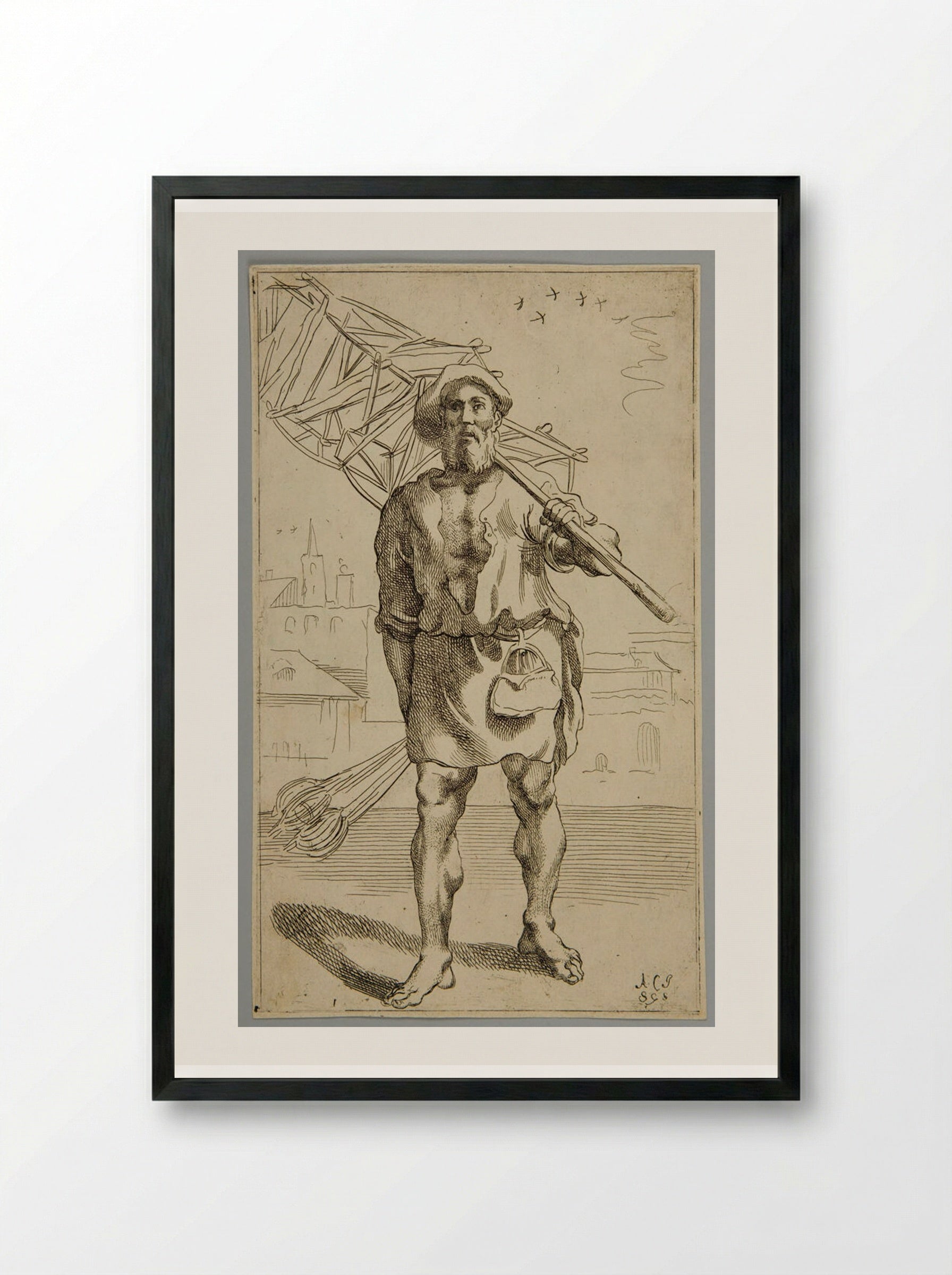 Seller of Distaffs - Simon Guillain - Framed Print Black