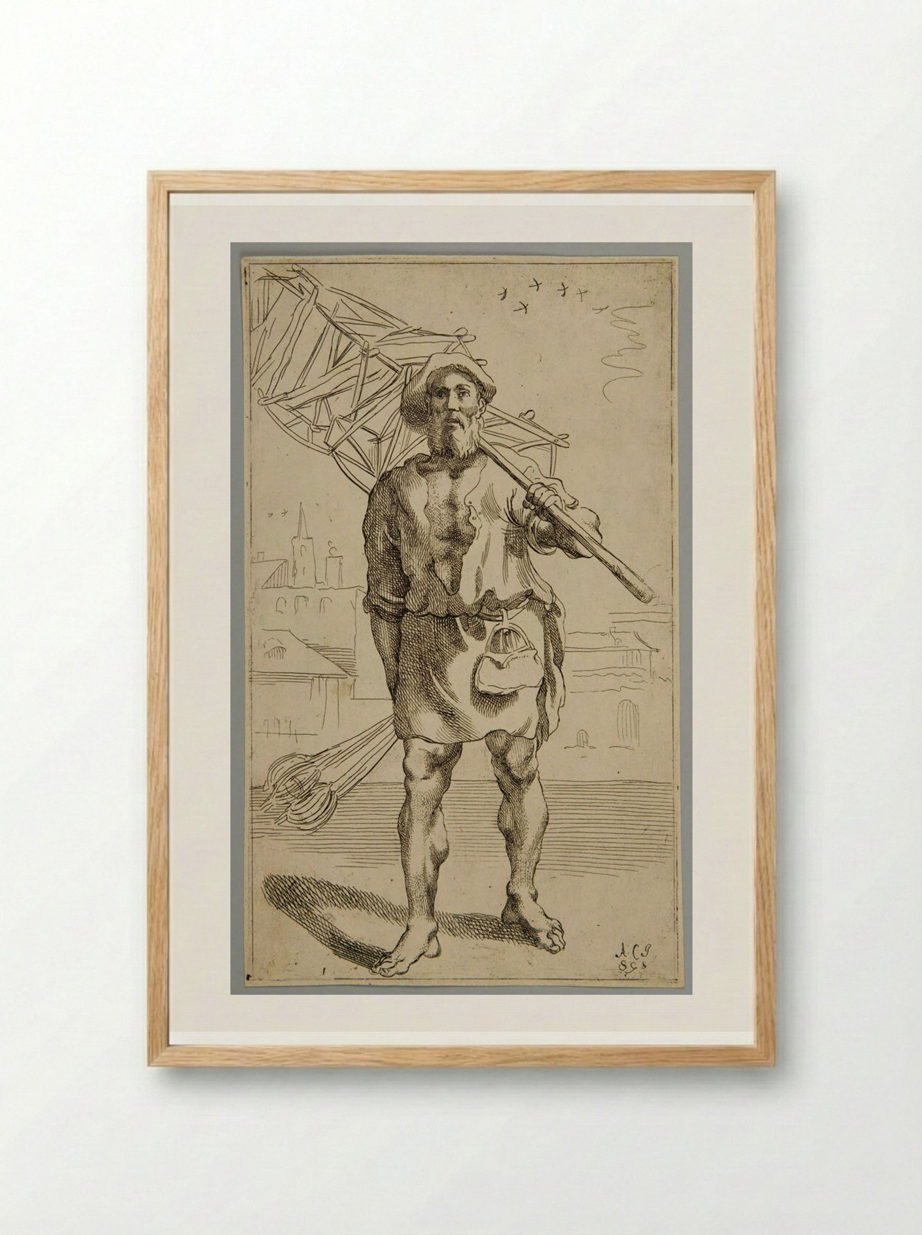 Seller of Distaffs - Simon Guillain - Framed Print Wood