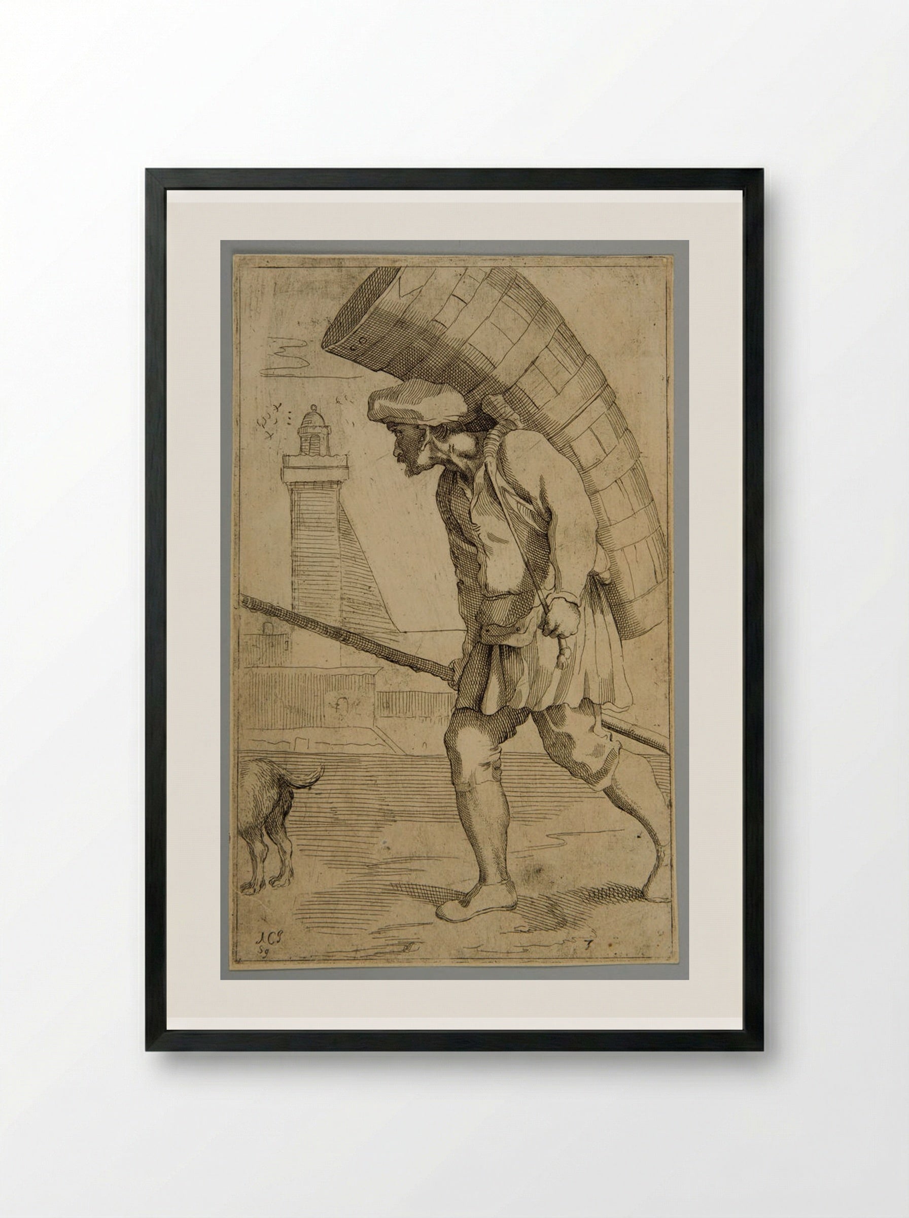 Seller of Measures of Wine (Plate 3) - Simon Guillain - Framed Print Black