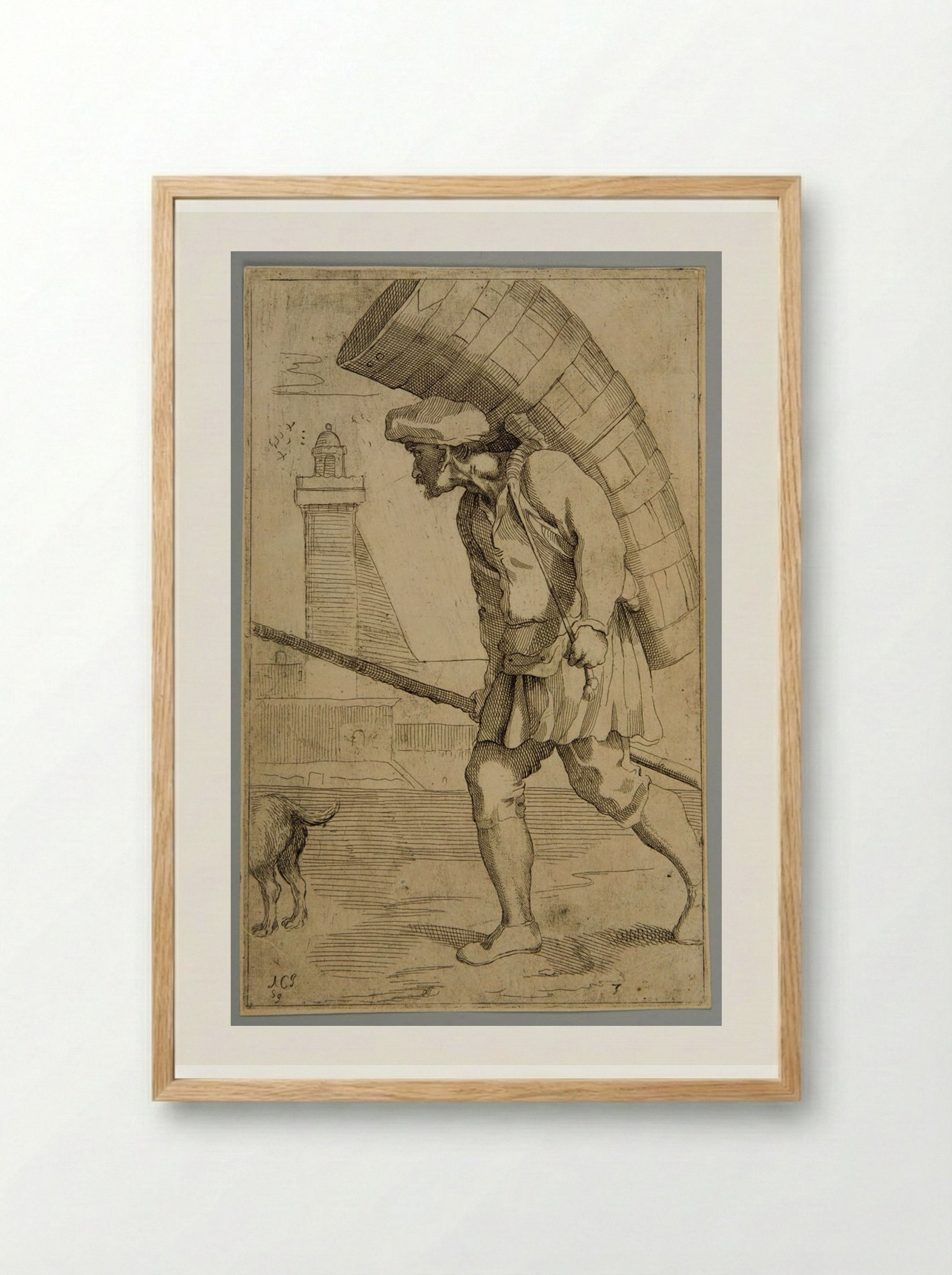 Seller of Measures of Wine (Plate 3) - Simon Guillain - Framed Print Wood