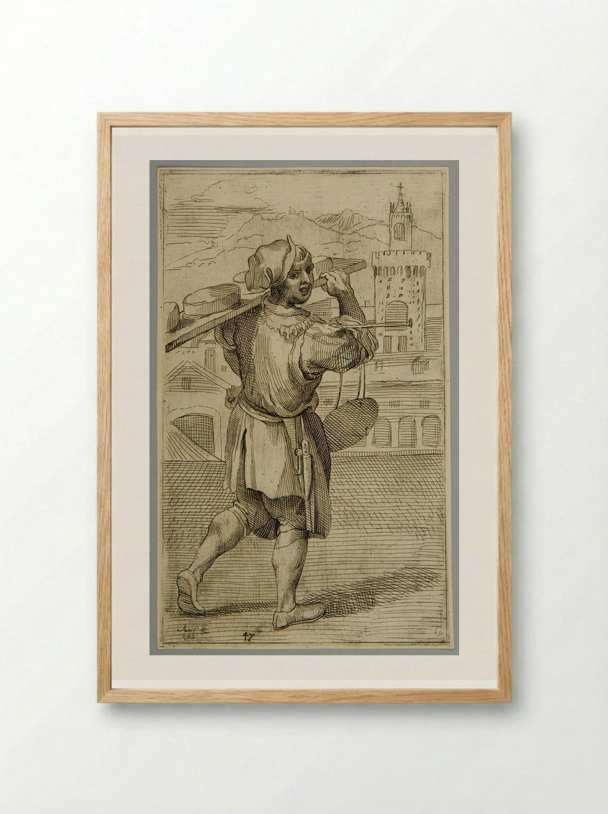Selling fresh cheese!, plate 47 - Simon Guillain - Framed Print Wood