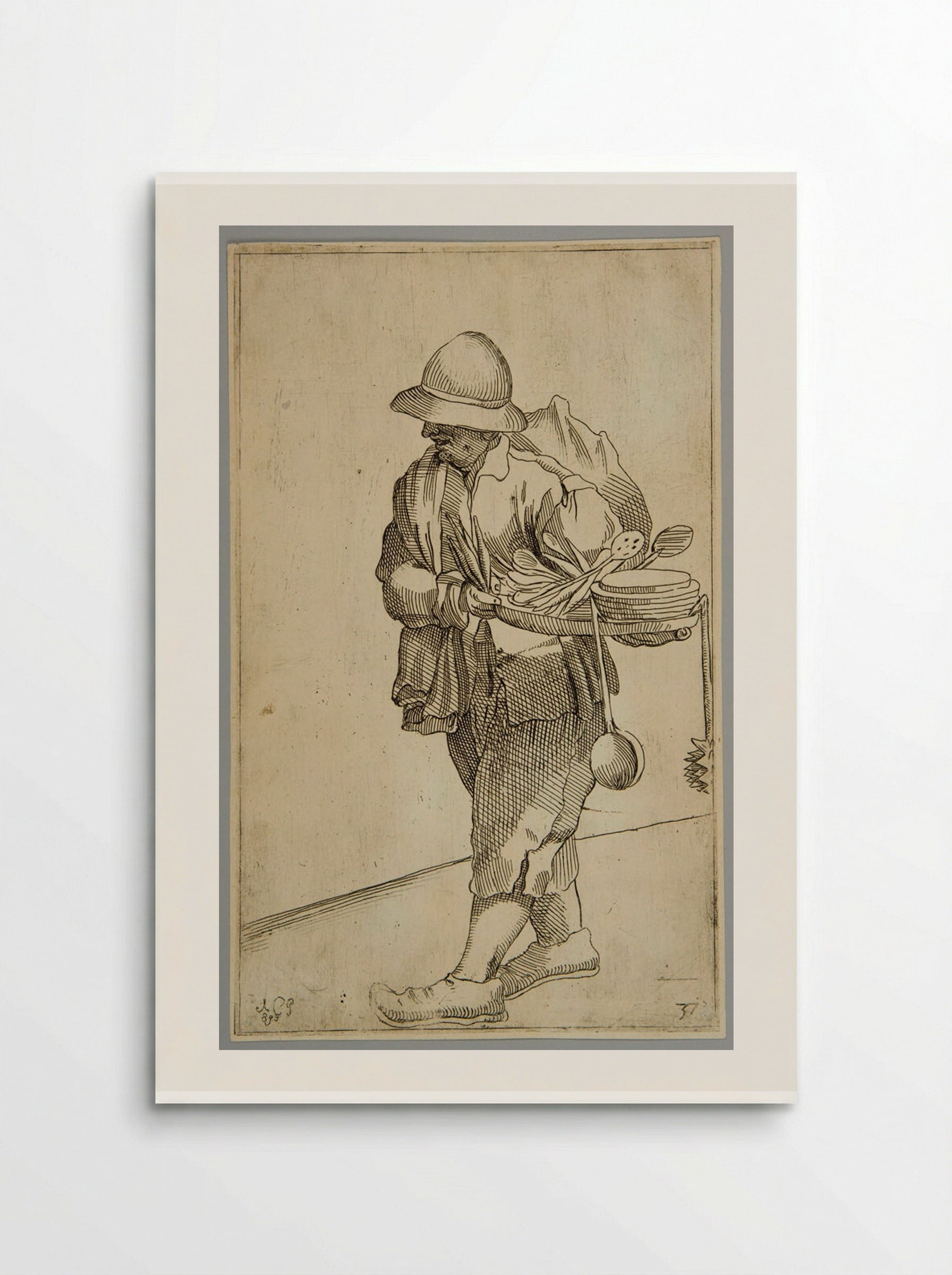 Selling mixing spoons, spindles, and platters!, plate 37 - Simon Guillain - Poster