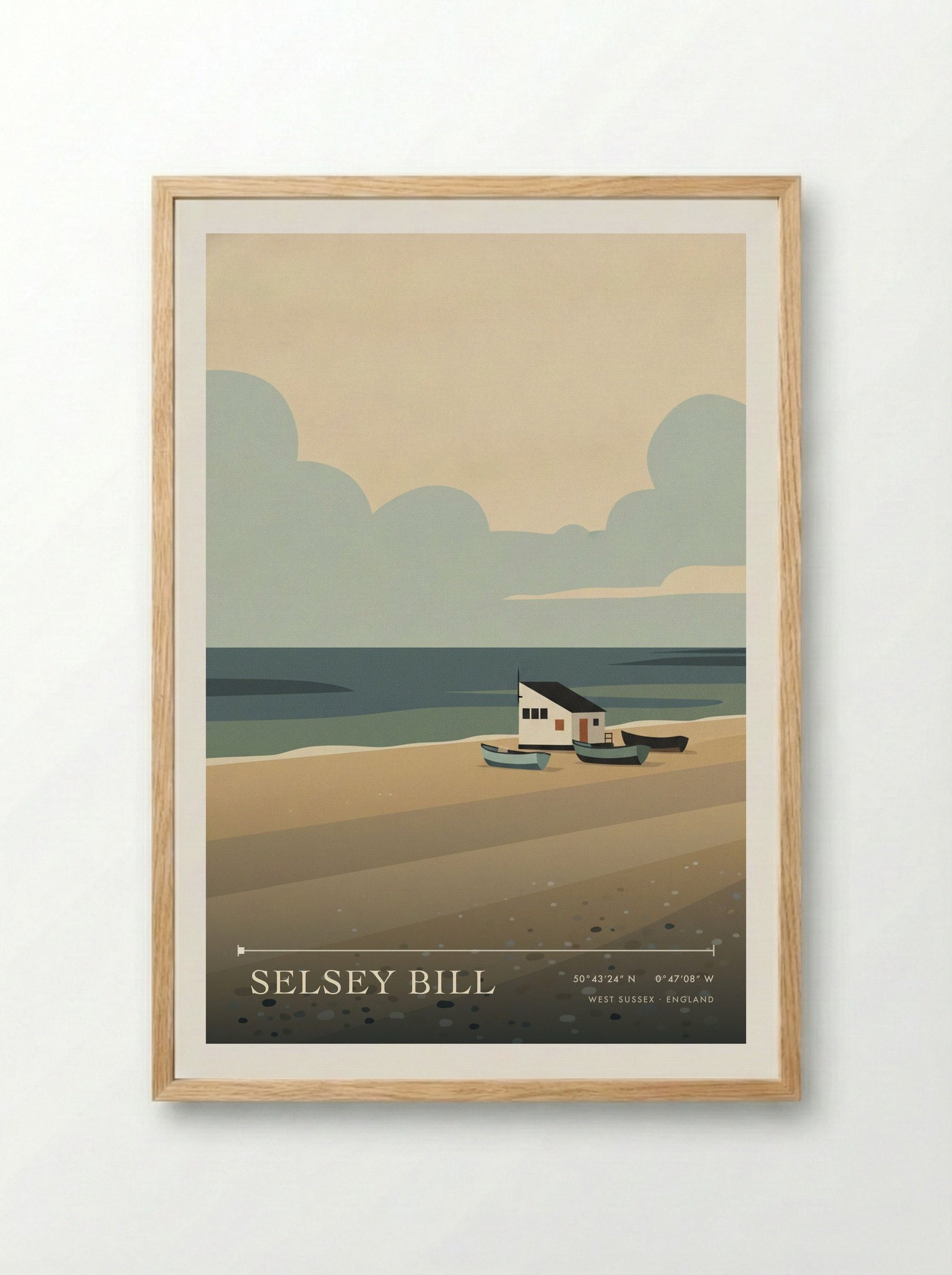 Selsey Bill West Sussex England Travel Poster - Framed Print Wood