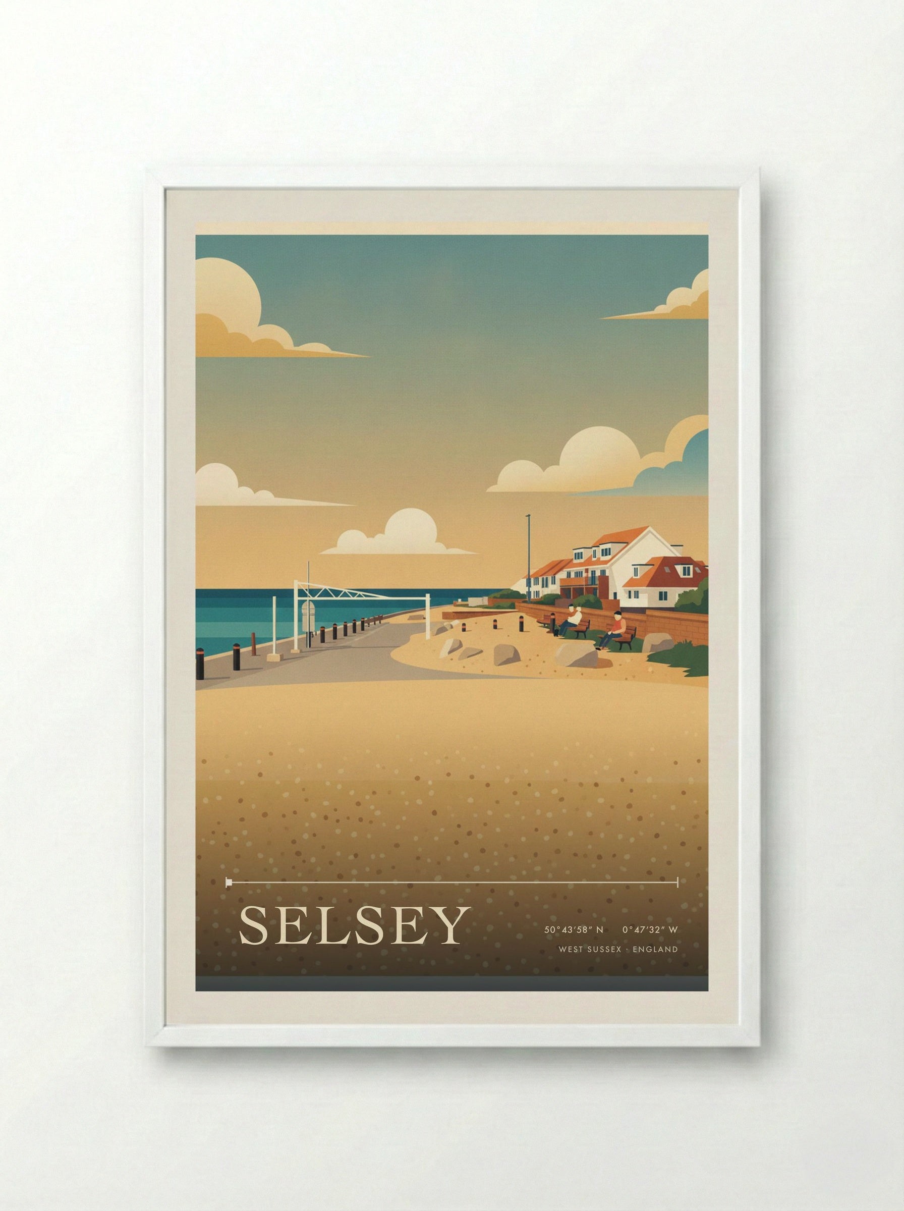 Selsey West Sussex England Travel Poster - Framed Print White