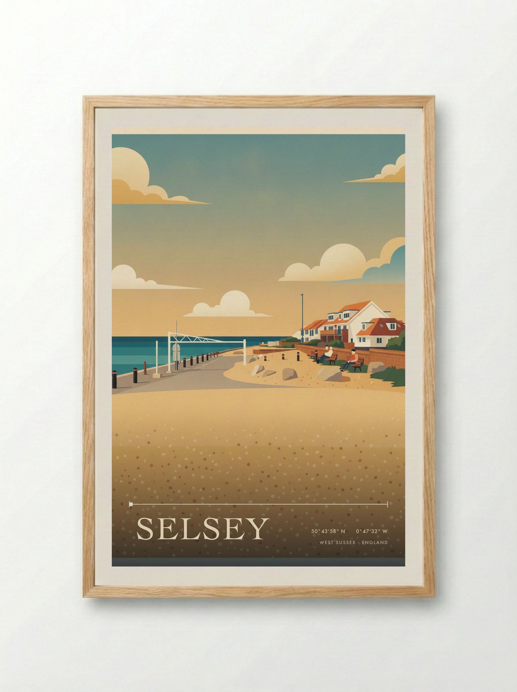 Selsey West Sussex England Travel Poster - Framed Print Wood