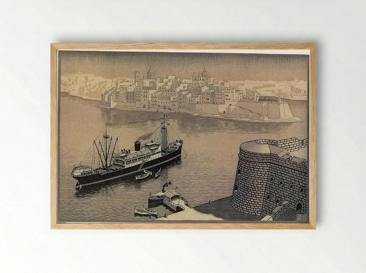 Senglea, Malta - M.C. Escher - Framed Print Wood