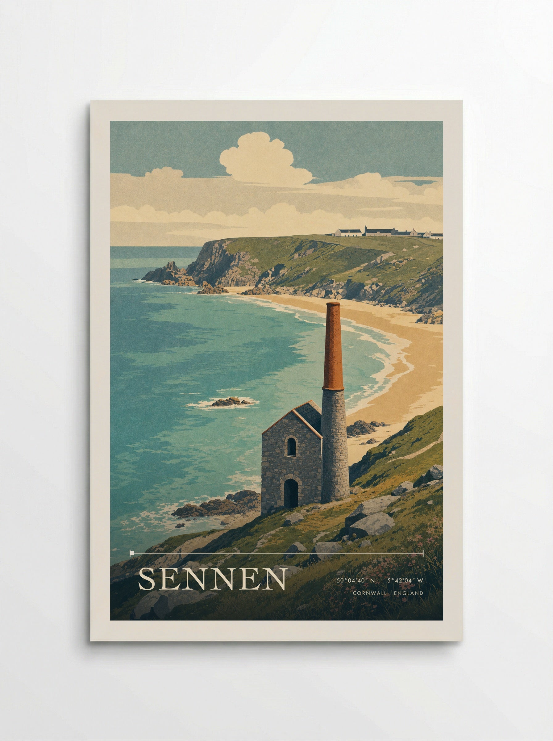 Sennen Cornwall England Travel Poster - Poster