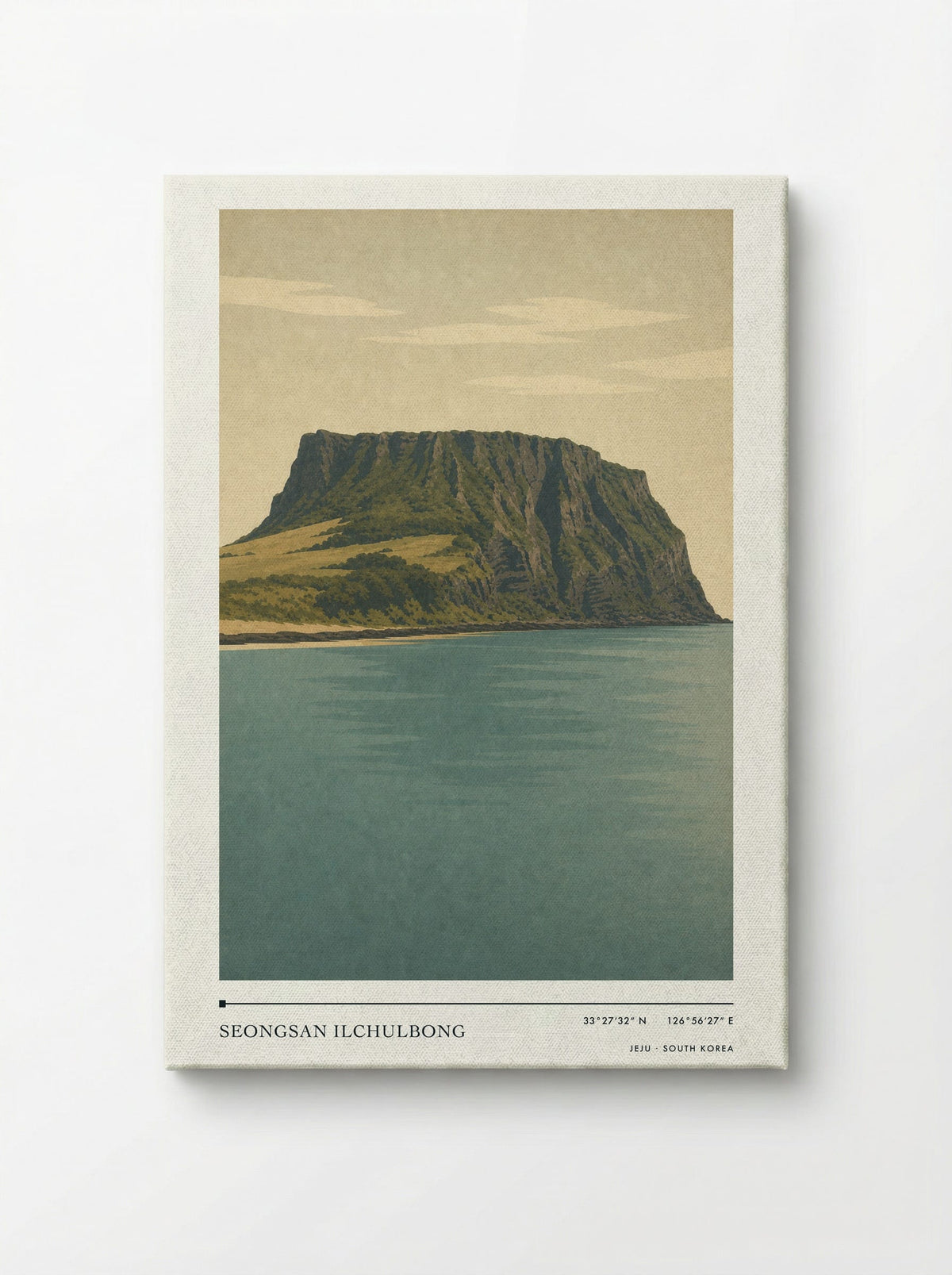 Seongsan Ilchulbong Travel Poster Artwork - Canvas